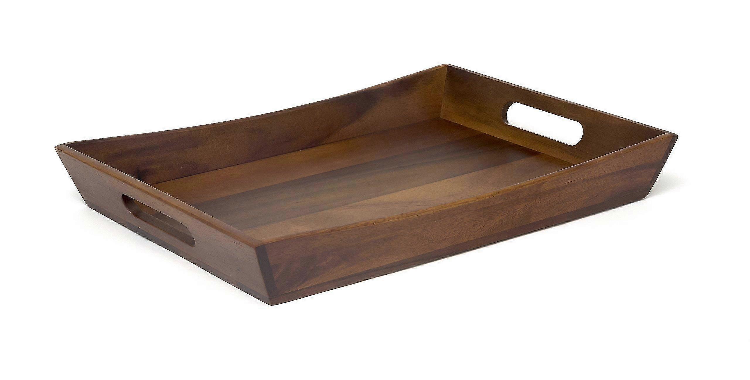 Large Curved Serving Tray Made of Acacia Wood | 19.88 x 14 Entertaining Platter