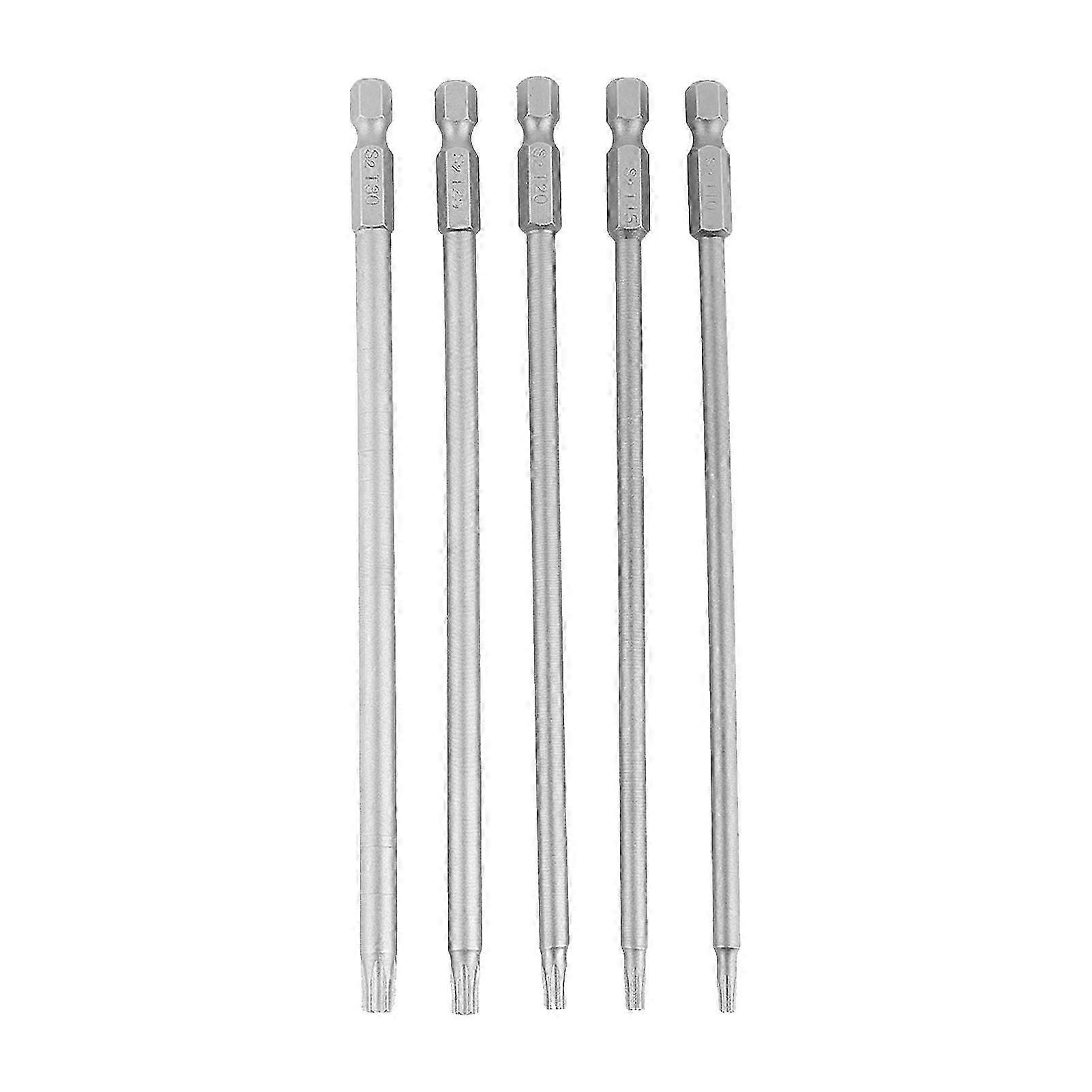 5 Pcs 150mm 1/4" Hex Shank T10-T30 Magnetic Security Star BST Bits Kit