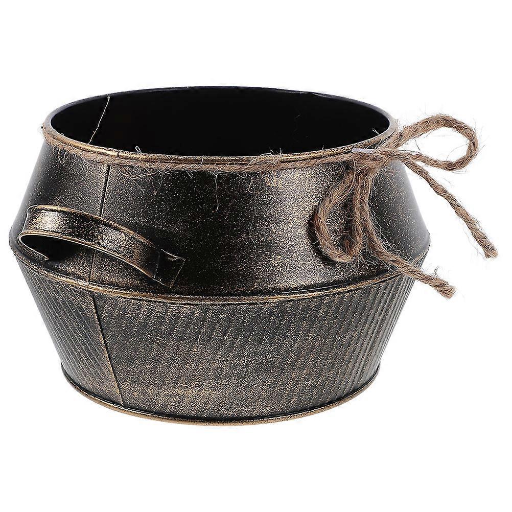 ビンテージアイアンプランターアイアンデスクトップ装飾ポータブルラウンドシェイプ8.65X8.65X4.32IN1セット