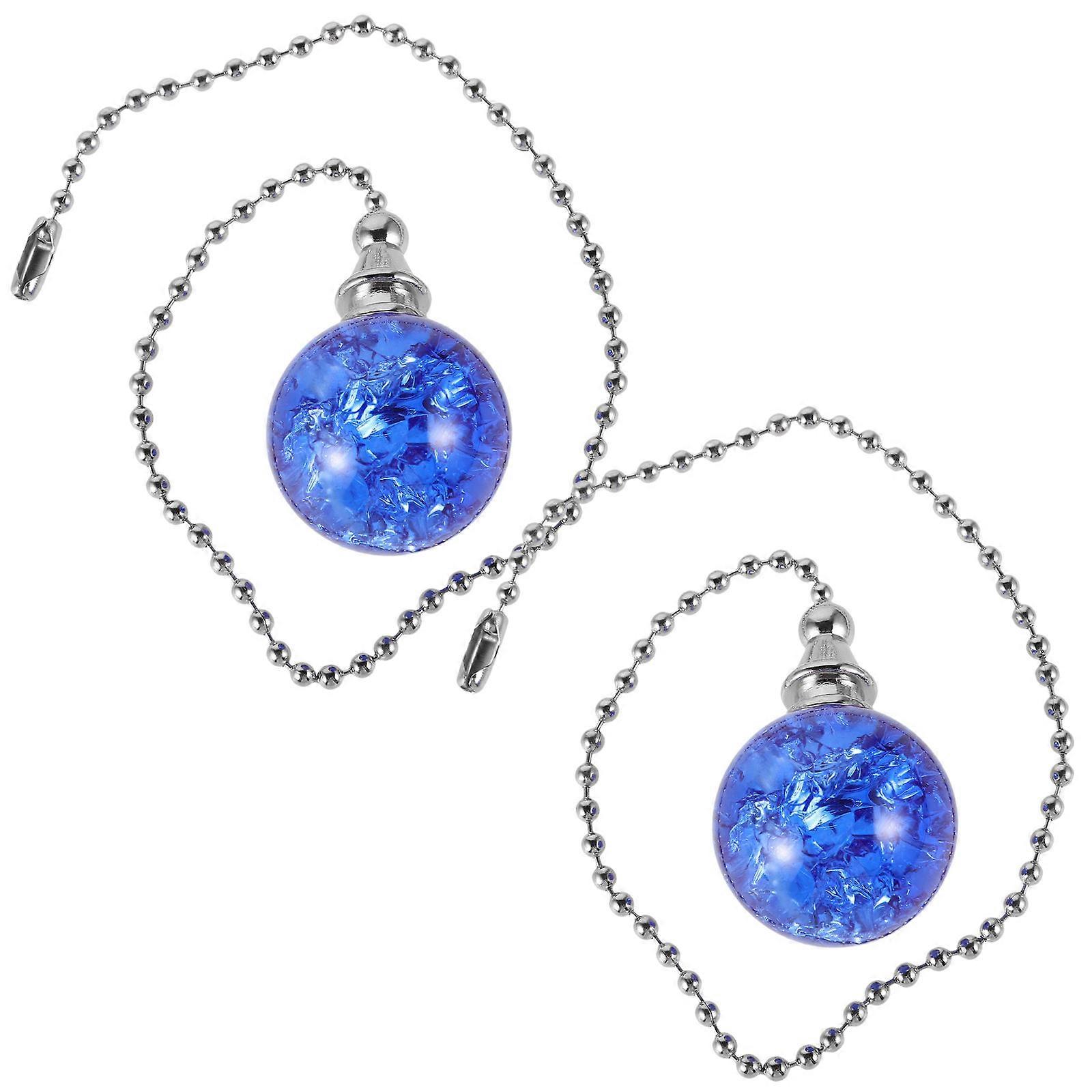 Pull Chain Pendant Extension Ceiling Fan Pull Chain with Beaded Chain for Lamp 2Pcs Blue Glass Homeowners