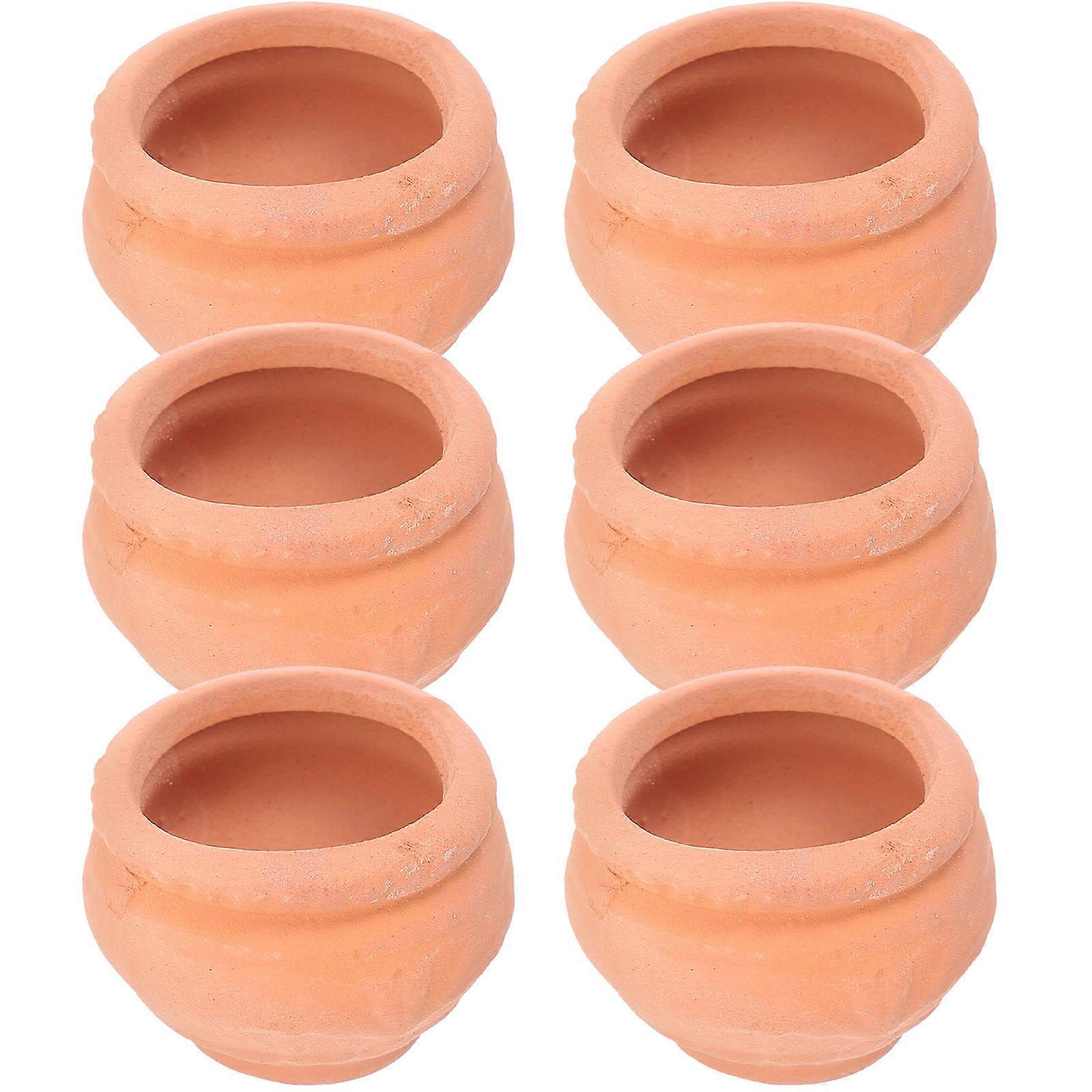 6Pcs Miniature Flower Pot Thickened Ceramic Nursery Container For Plant Enthusiasts With Simple Design