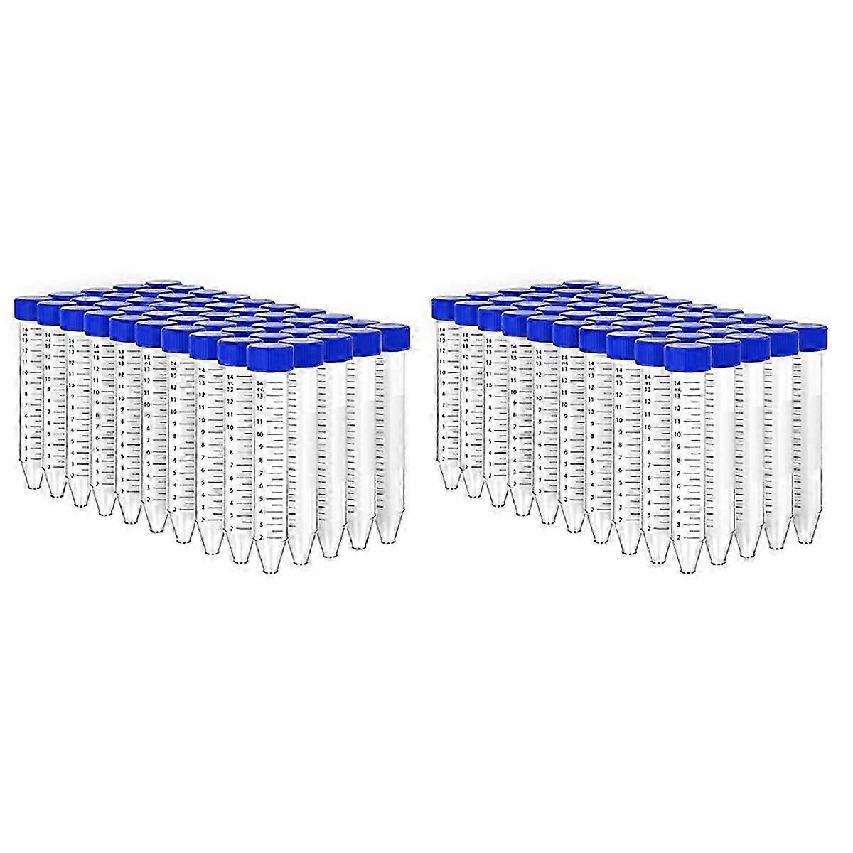 100Pcs Conical Centrifuge Tubes 15mL with Screw Caps, Graduated and Write Marks Lab Test Container