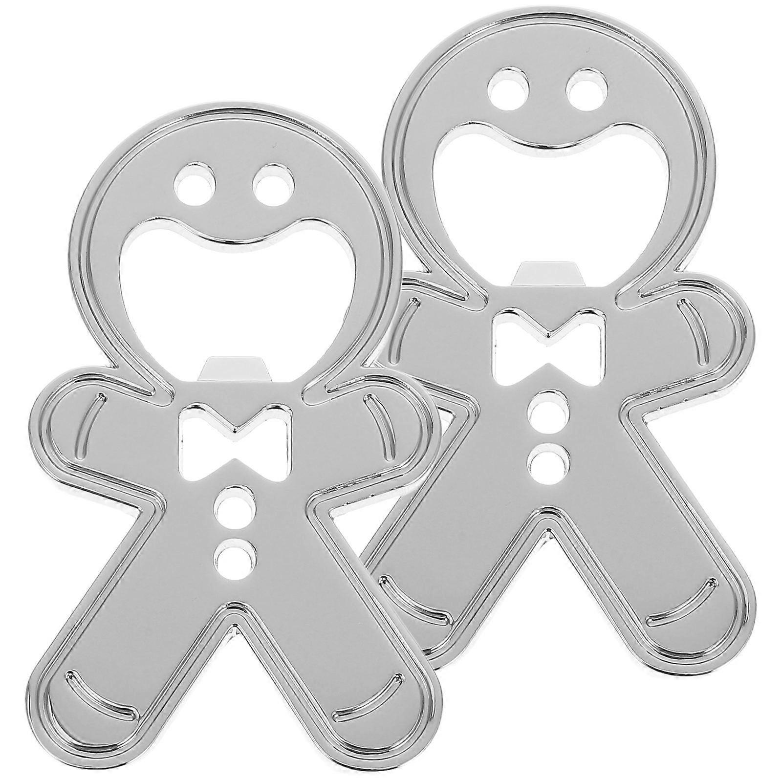 Creative Bottle Opener Gingerbread Man Shape Metal Opener For Picnic 6.70X4.00X0.20CM Zinc Alloy Bottle Opening 2Pcs