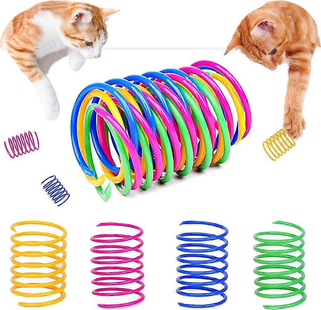 20pcs cat toys, colorful creative plastic coil springs, toy coil springs, novelty pet toys, colorful coil springs, cat spring coil