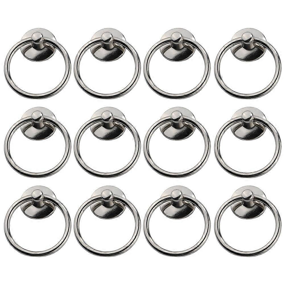 Cabinet Drawer Handle Knob Circular Pull Ring for Furniture Silver 5.4 x 2.4 Cm Decorative 12Set