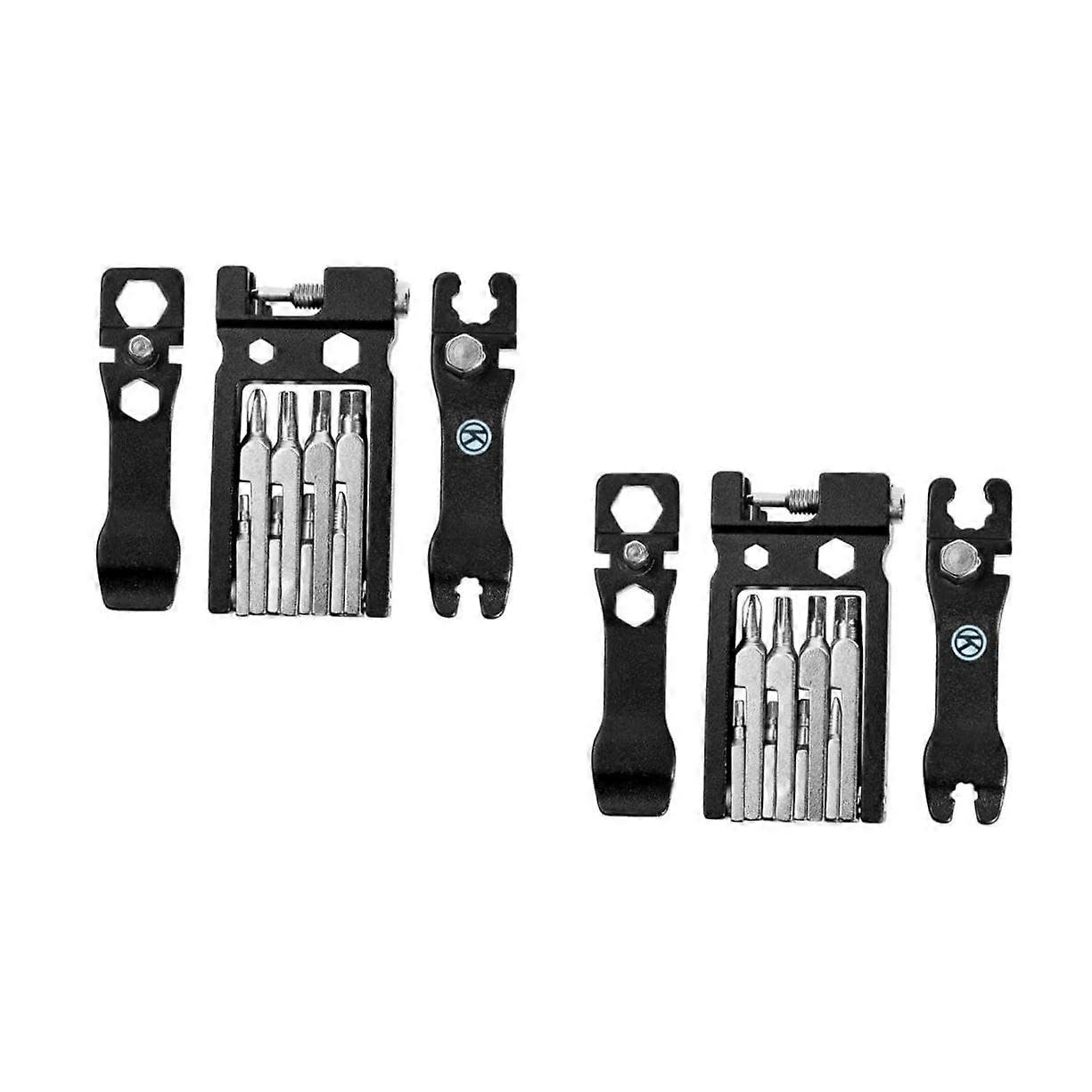 Pack of 2 Multifunctional Repair Tool Bag Folding Fix Cycling Kit Spoke Mechanic Combination Tool Bearing Chain Black Aluminium Alloy