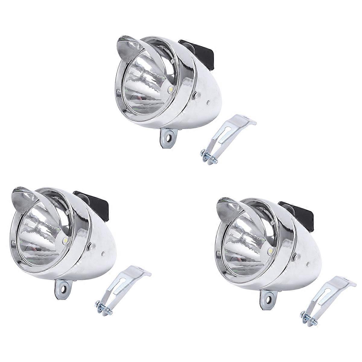 Bicycle Hat Front Light Retro Headlights Metal Silver 6Led Waterproof