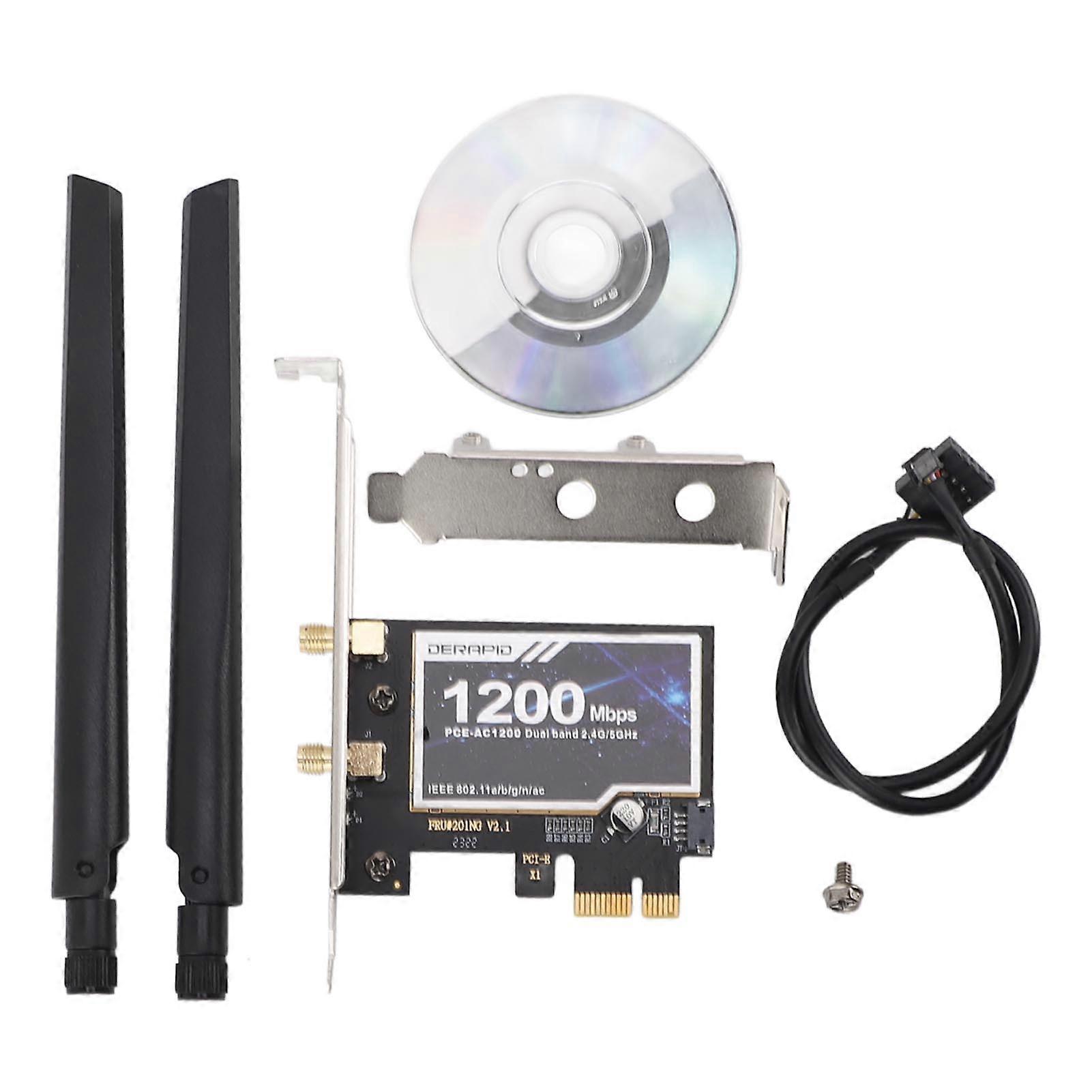 Dual Band Gigabit PCIE Wireless Network Card for Desktop, 1200Mbps, Bluetooth 4.2, PCIE Wireless Adapter for Laptops