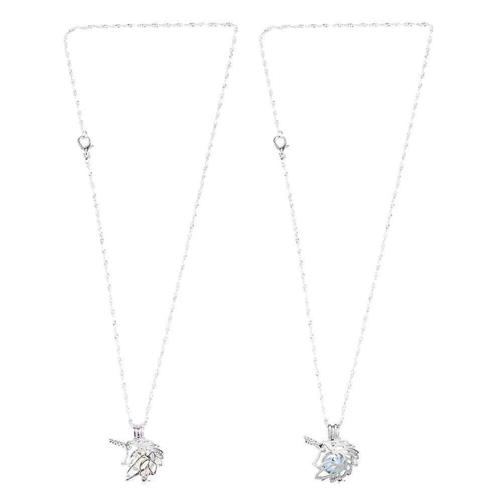 Collier pendentif licorne creux avec des matériaux durables pour les occasions formelles Licorne jaune-vert 2Pcs