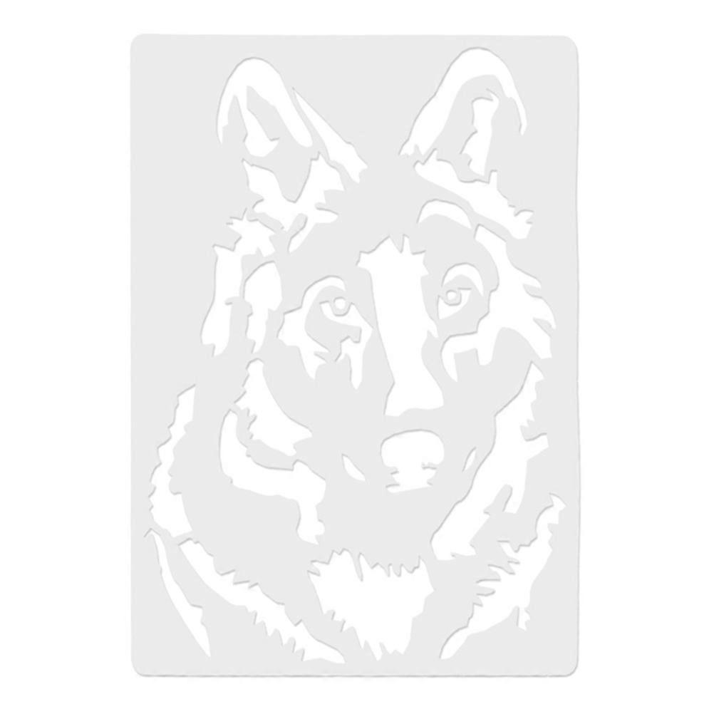 Plastic Painting Stencils Wolf Pattern for Creative Drawing 5Pcs Set