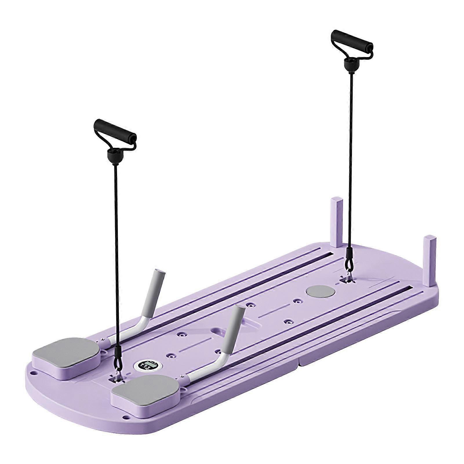 Pilates Reformer Device, Pilates Board Automatic Rebound Abdominal Roller Pilates Reformer Device for Home Exercise Purple