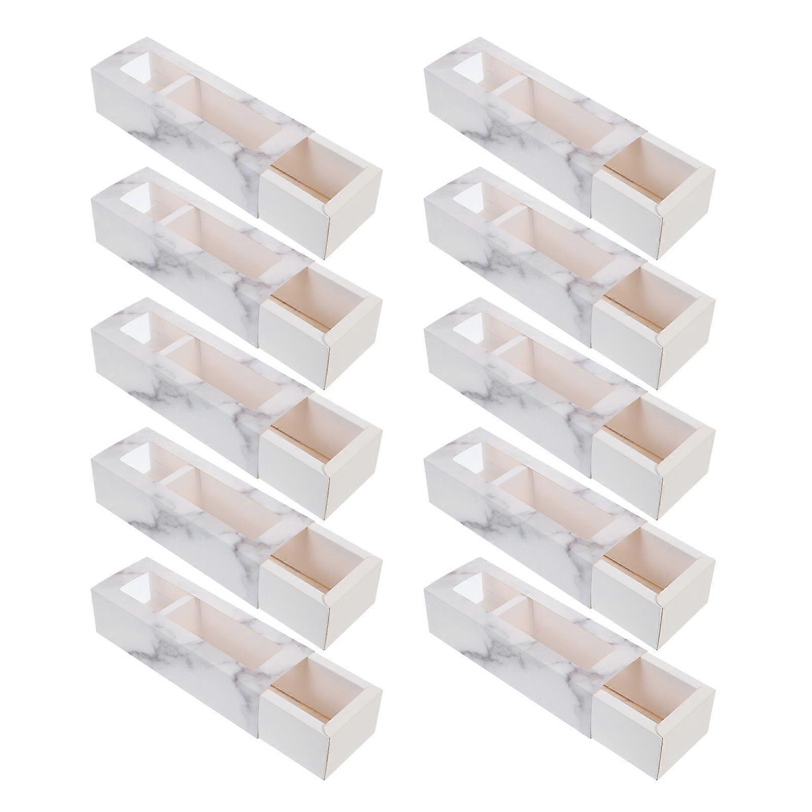 Macaron Geschenkboxen Macaron Verpackungsboxen Dessertverpackung Rechteckig Weiß 10Pack