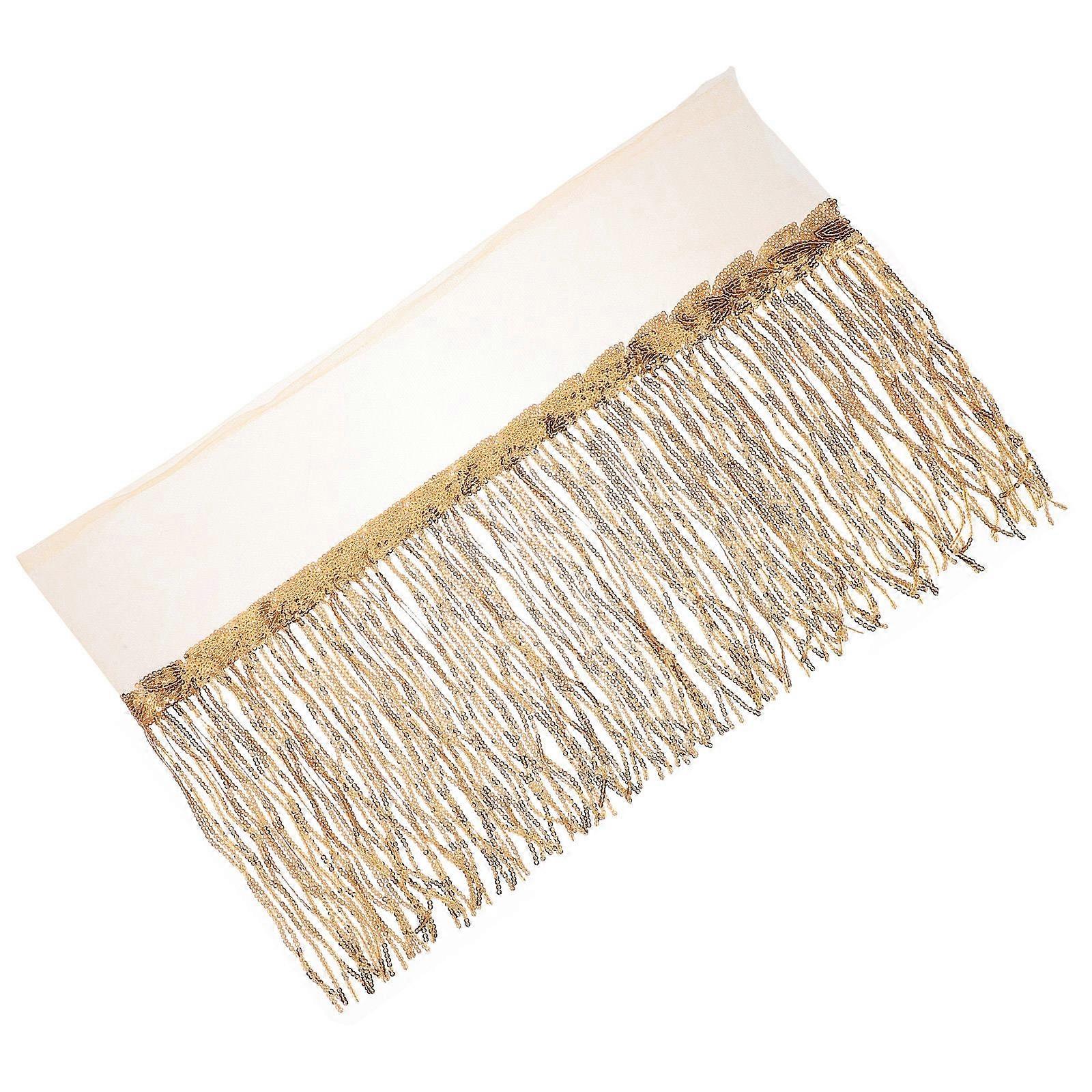 Gold Sequin Tassel Fringe Trim for Dance Waist Chains – Multipurpose Decorative Ribbon for Sewing Latin Dance Dresses, Party & Performance Garments