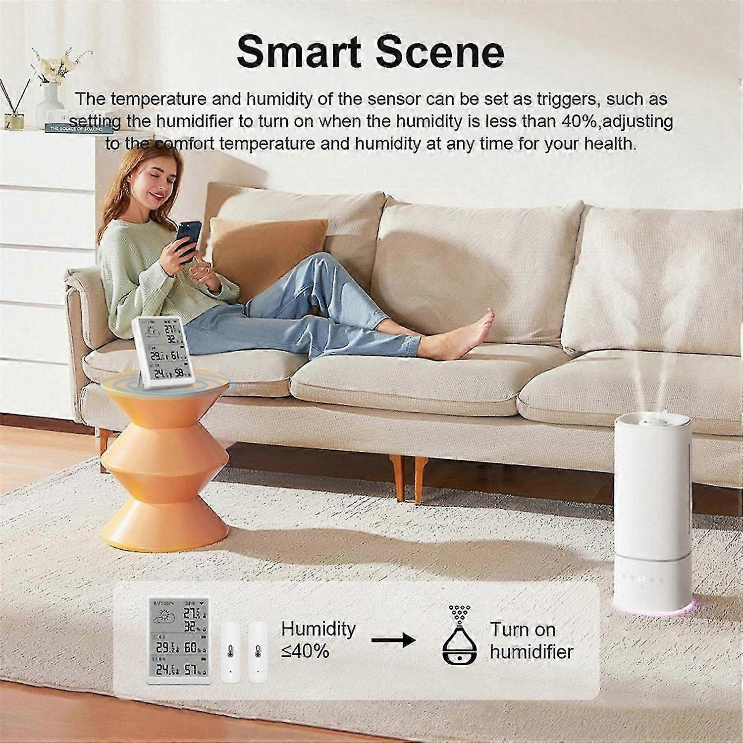 WiFi Smart Température Moniteur d’humidité avec capteur APP Télécommande Numérique Température Humidité