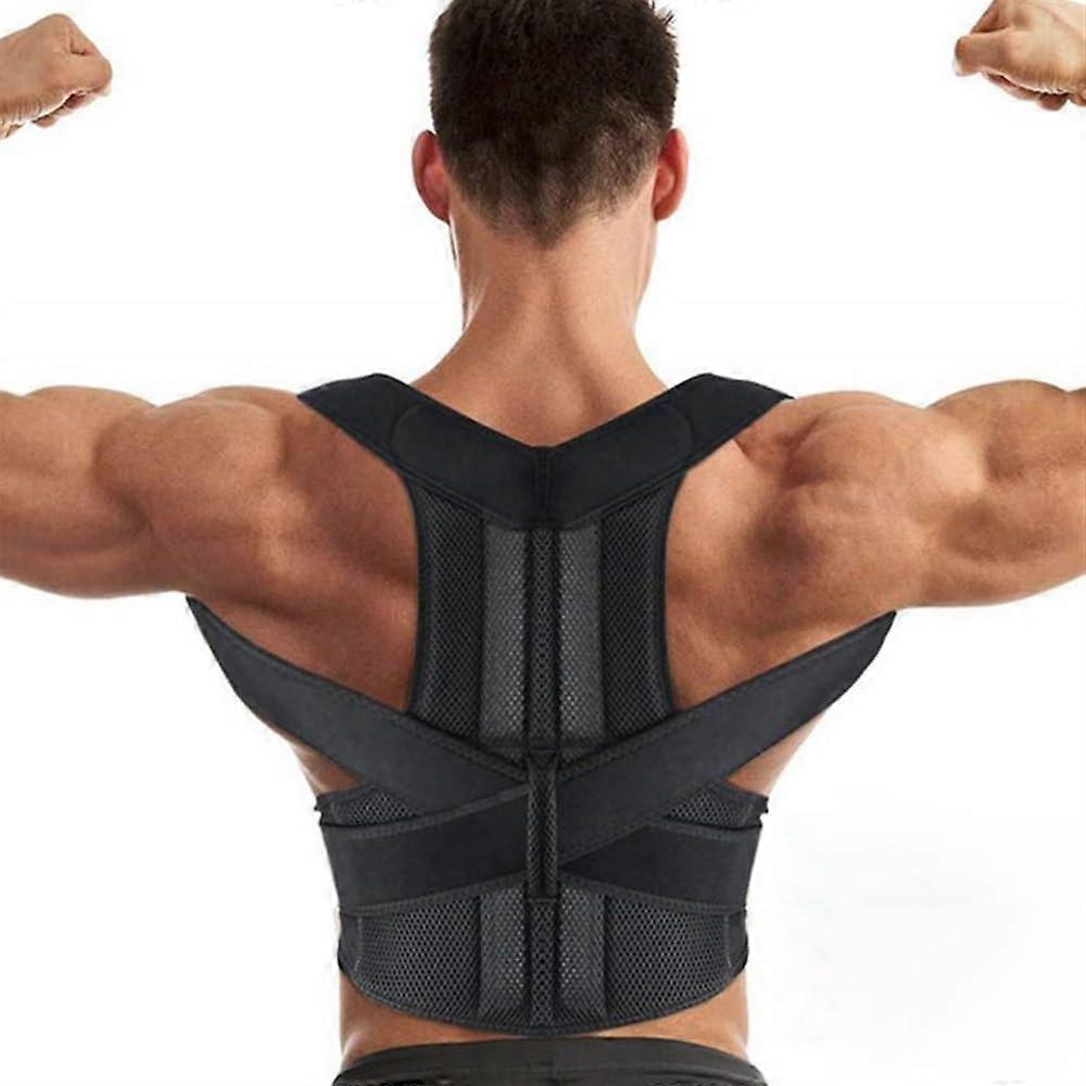 Scoliosis Posture Corrector Corset Back Brace Adjustable XS-5XL Plus Size Support for Clavicle and Spine in Black