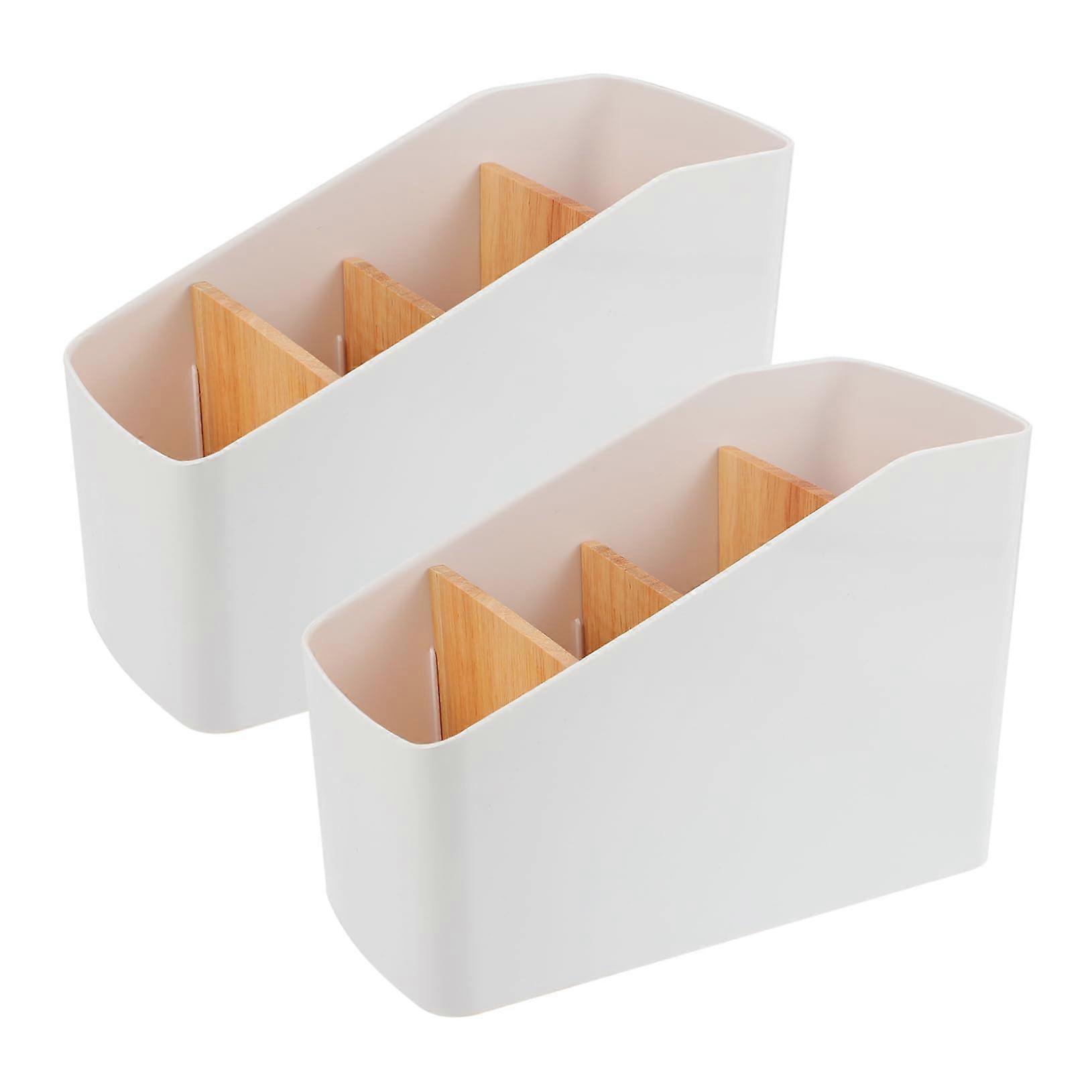 2 Pieces Multifunctional Storage Boxes for Desk Organizer for Remote Controls Cosmetics and More Practical Storage Solution for Living Room