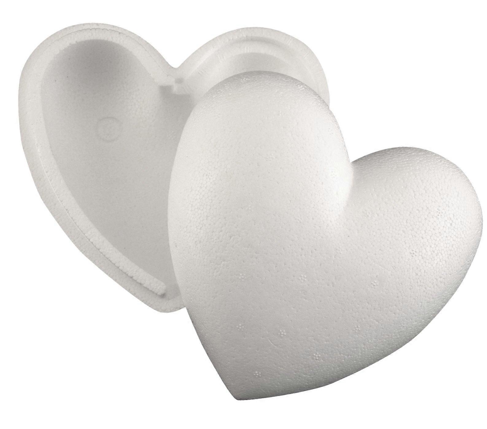 Styrofoam Hearts 150 mm, 15 cm - 2-Part Hollow Craft Accessory for DIY Projects, 1 Piece