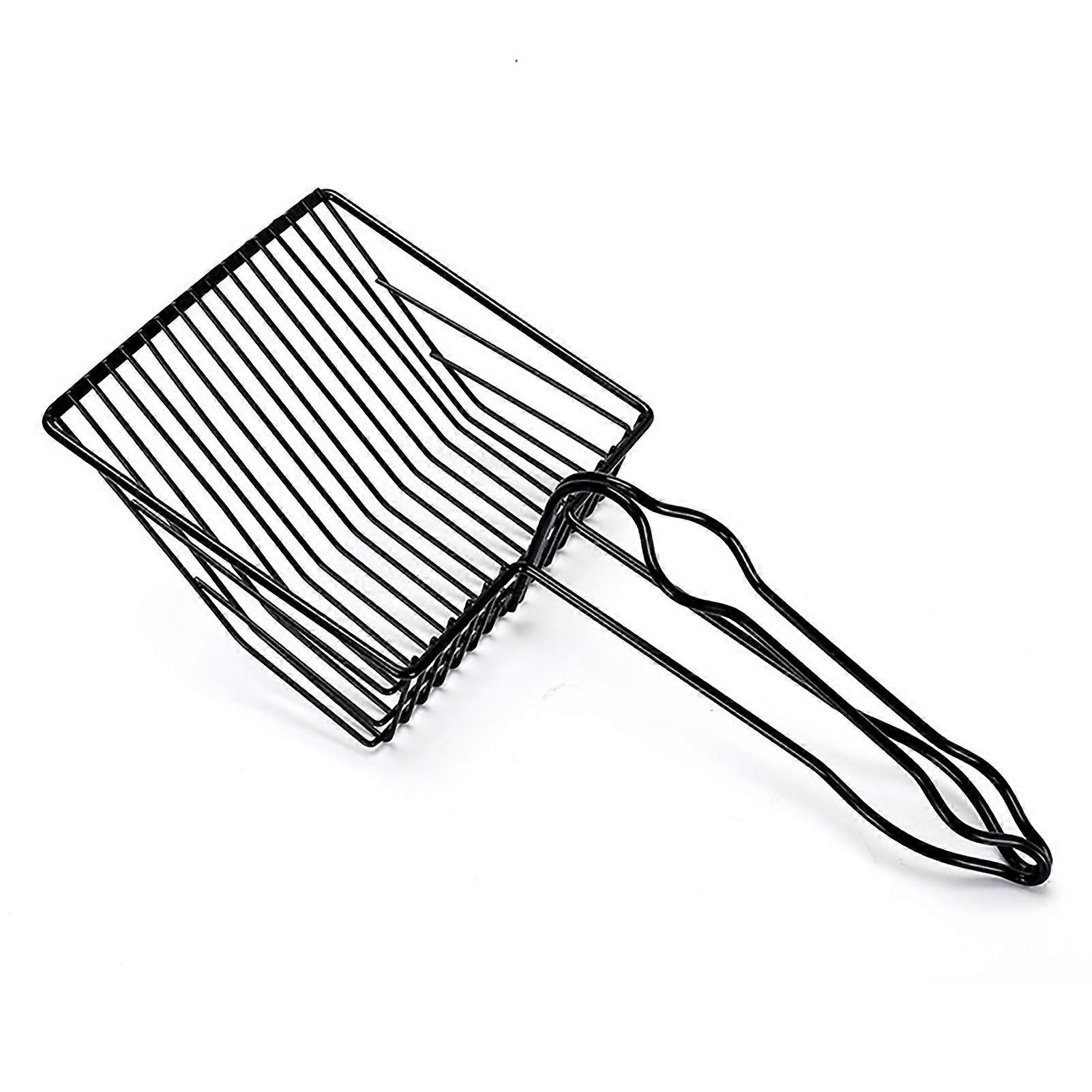 Stainless Steel Cat Litter Scoop Ergonomic Easy To Clean Fine Mesh Cat Litter Box Scoop for Men Black