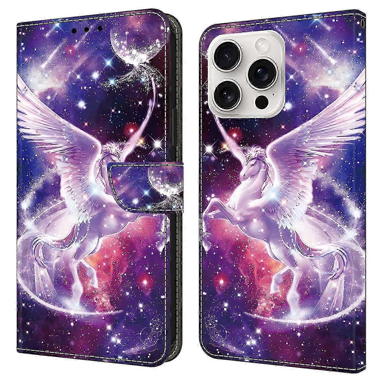 Protective Leather Flip Phone Case with Starry Sky Pattern for Certain Brand's Devices