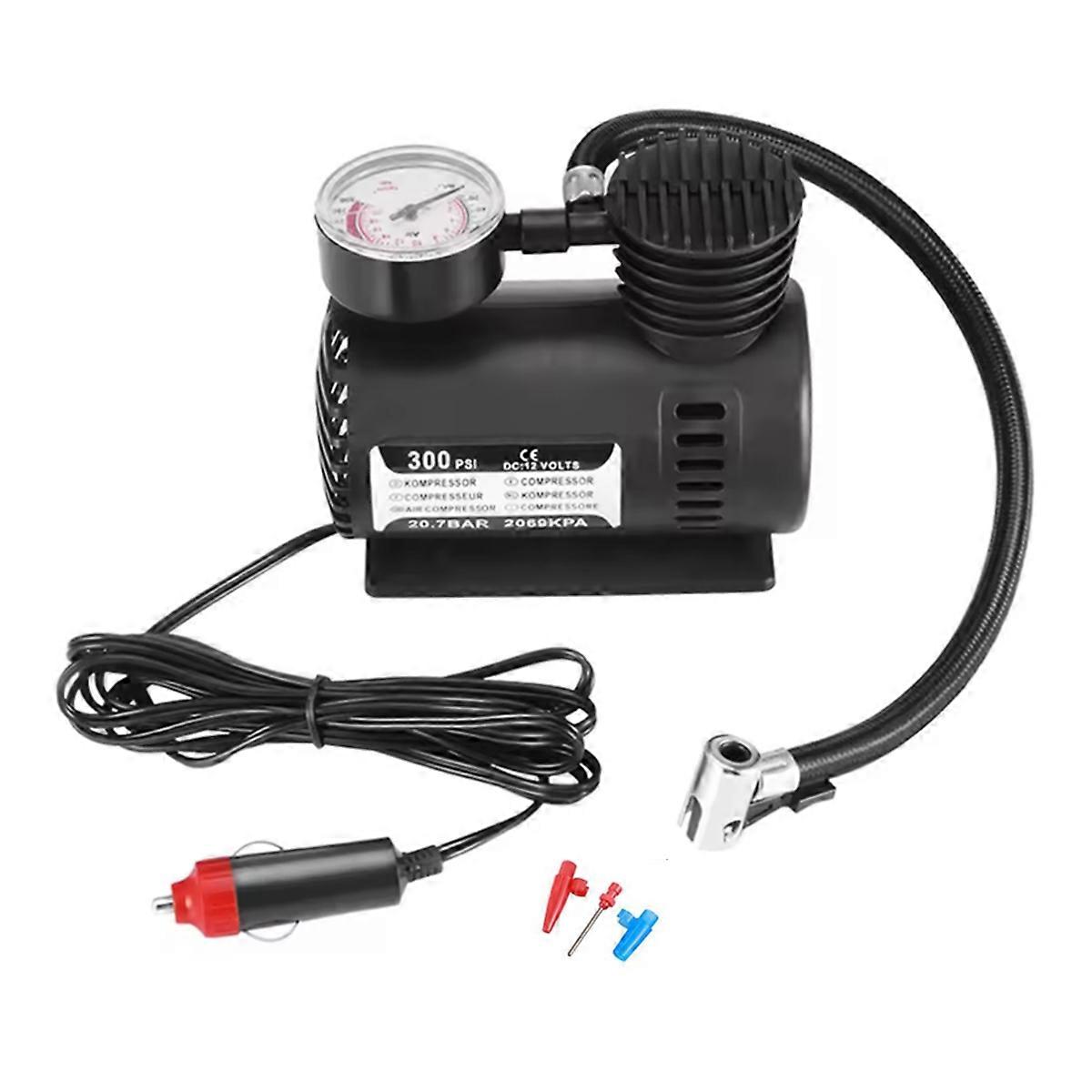 12V Small Car Tire Air Pump Inflator Wired Electric Air Compressor with 3 Needles for Cars Bicycles Motorcycles Kayaks