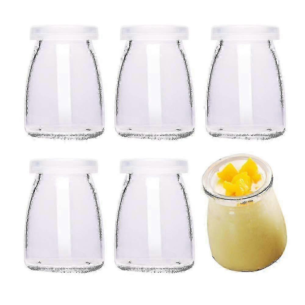 6pcs 100ml Yogurt Pudding Glass Jars With Plastic Lids Mini Cup Small Glass Containers for Desserts