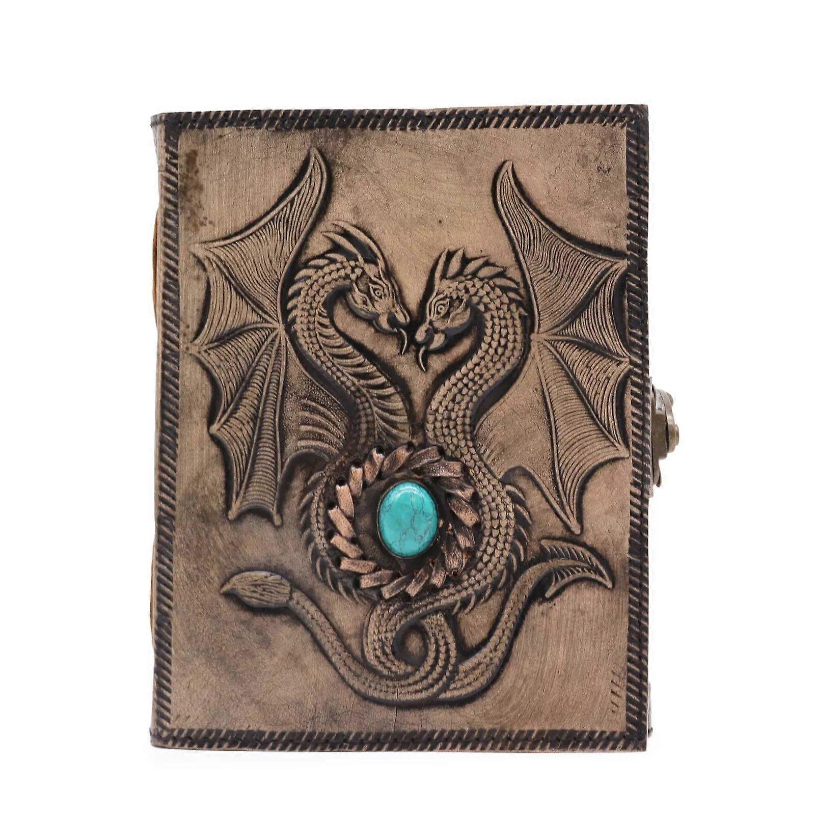 Dancing Dragons Leather Notebook Journal Brass Effect Hinge 200 κενές σελίδες