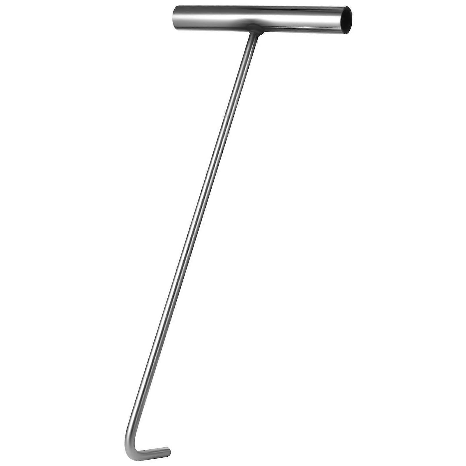 Manhole Cover Lifter Roll-Up Door Pull Hook Metal Spring Tool T-Handle Ergonomic Grip