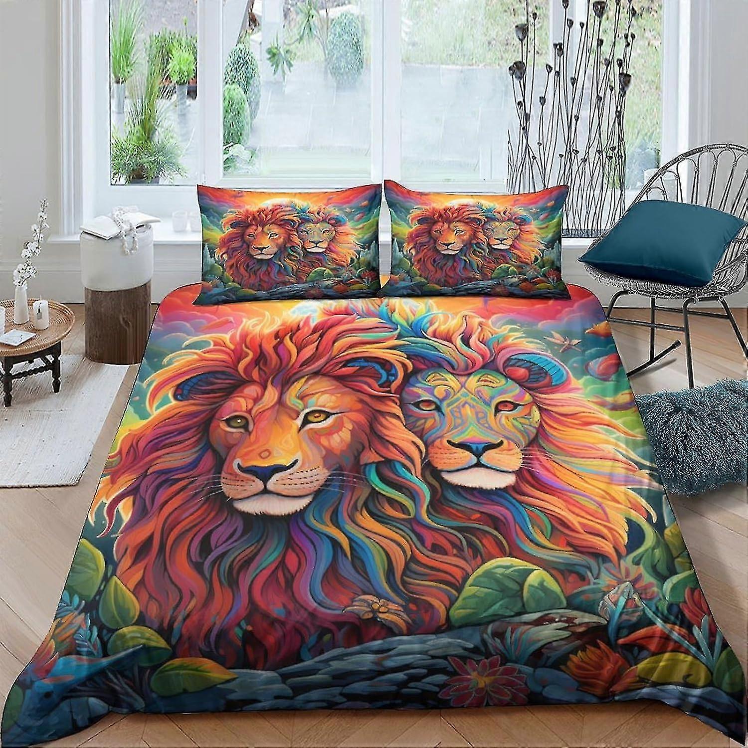 Conjunto de Cama com Capa de Edredom com Impressão Digital 3D, 3 Peças, Capa de Colcha Beast com Fronha com Zíper Microfibra Macia