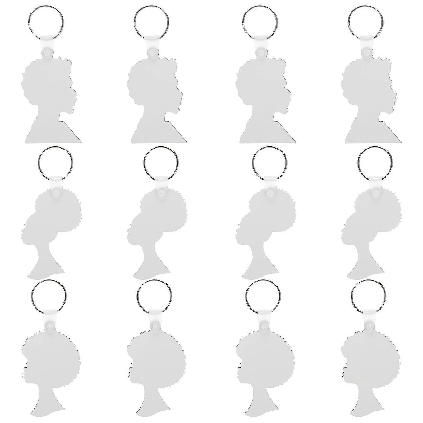12pcs Blank Key Chains for DIY Afro Sublimation Key Rings   Heat Transfer Compatible for Personal Photos and Designs