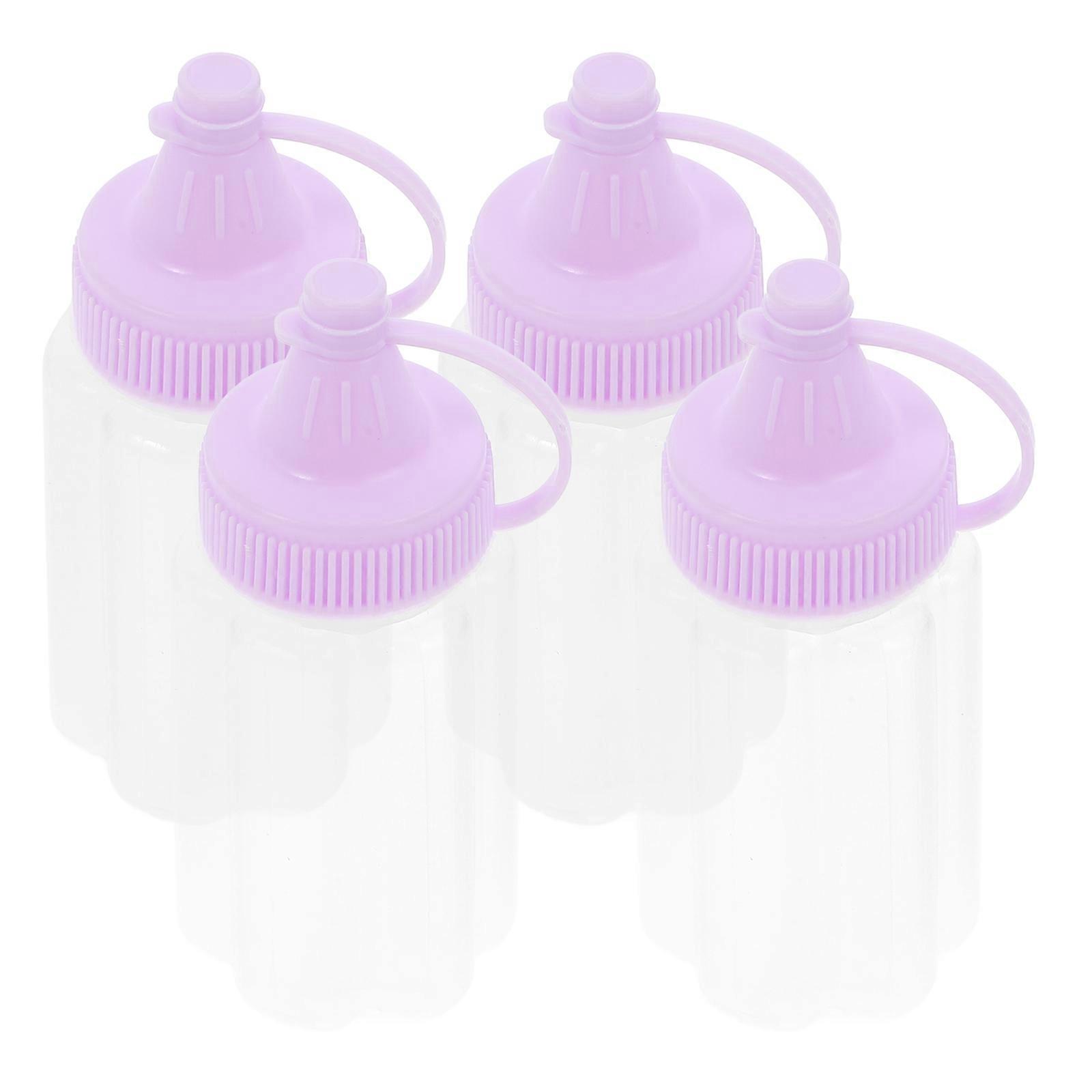 4pcs Reusable Squeeze Bottles for Kitchen, Portable Condiment Dispensers for Sauces, Ketchup, Honey, and Salad Dressing Storage