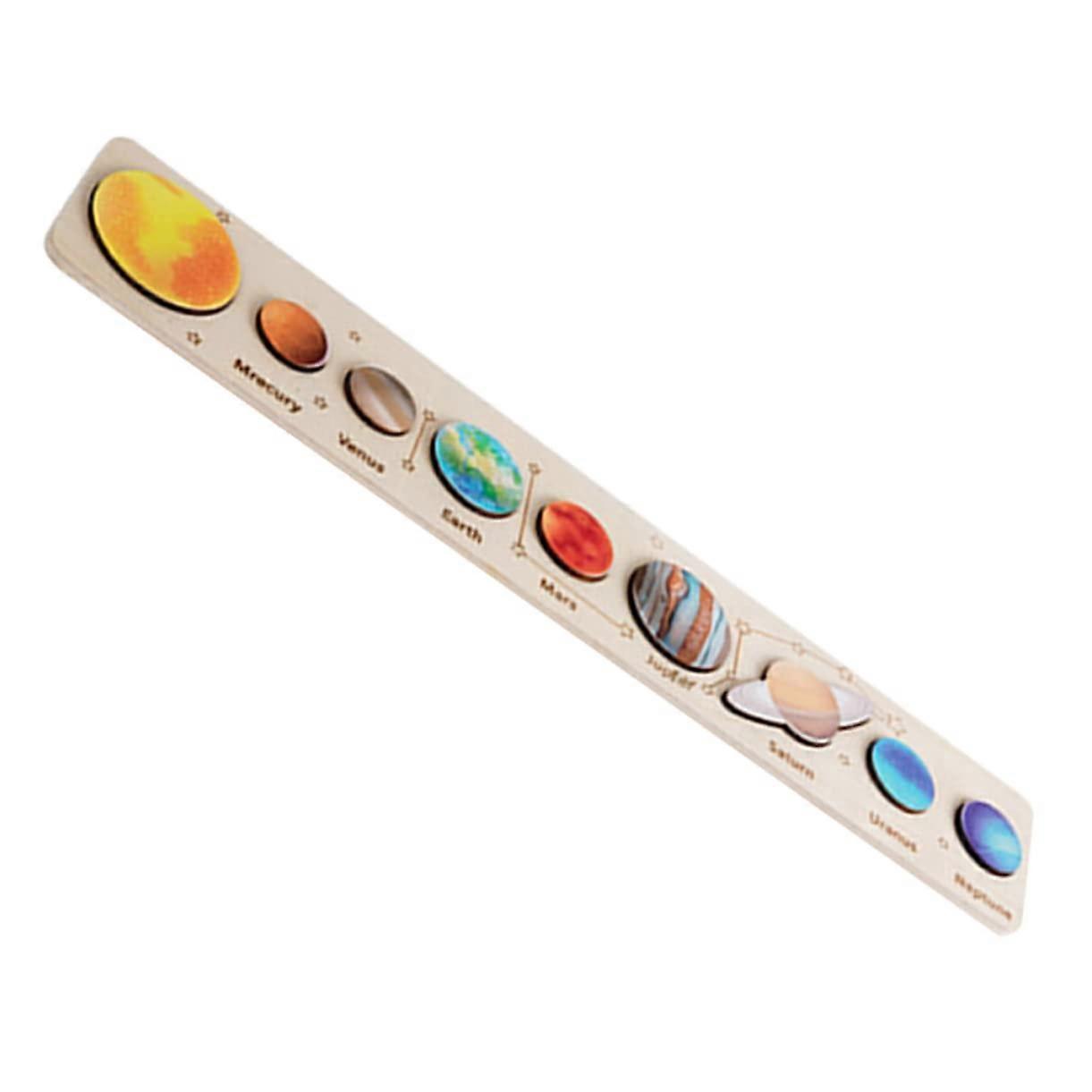 Planet Puzzle Toy Set - Solar System Model Educational Wooden Puzzle, Colorful Planets Orbiting Kit for Kids