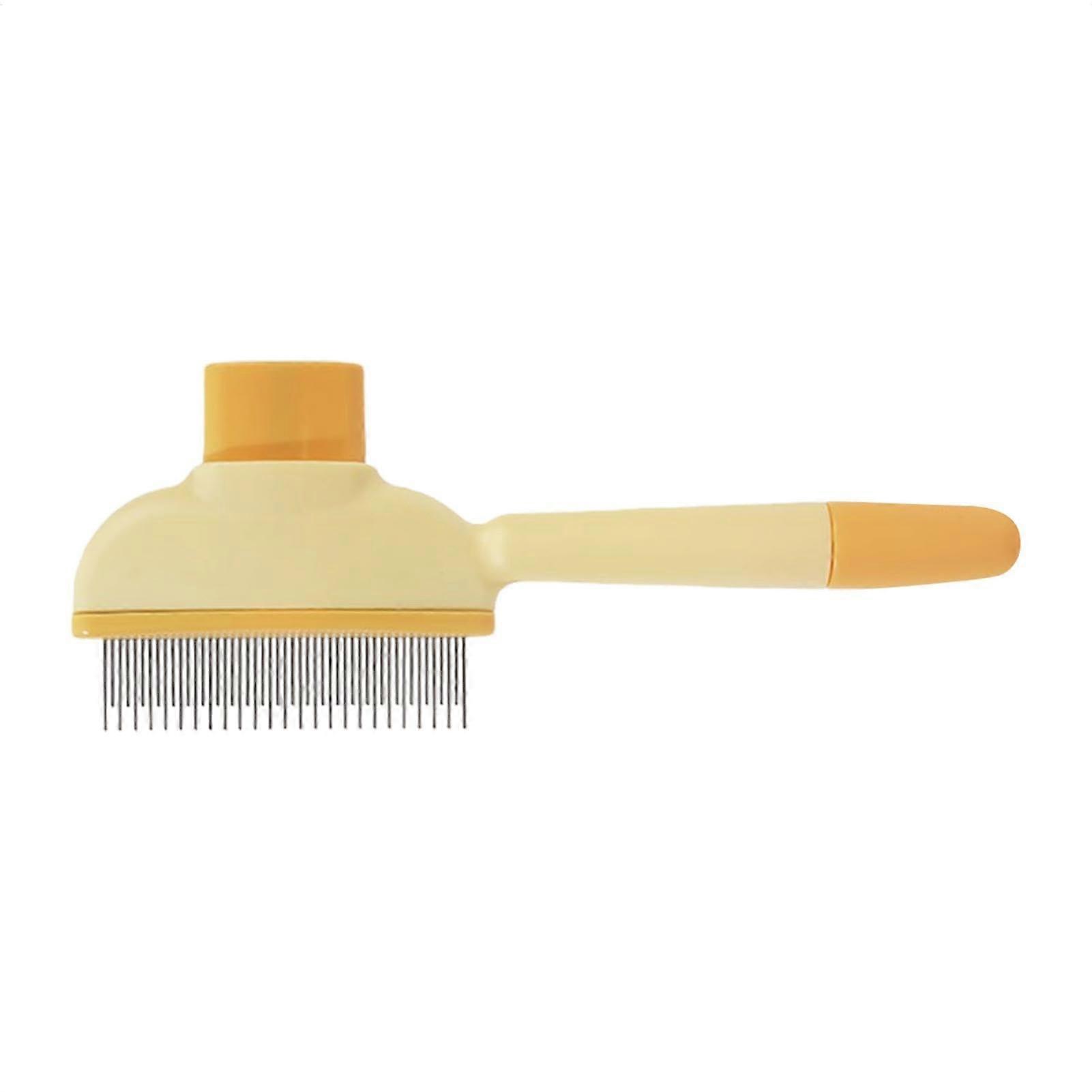 Dog Dematting Comb with Long and Short Metal Teeth for Removing Tangles and Mats in Dogs and Cats – Yellow