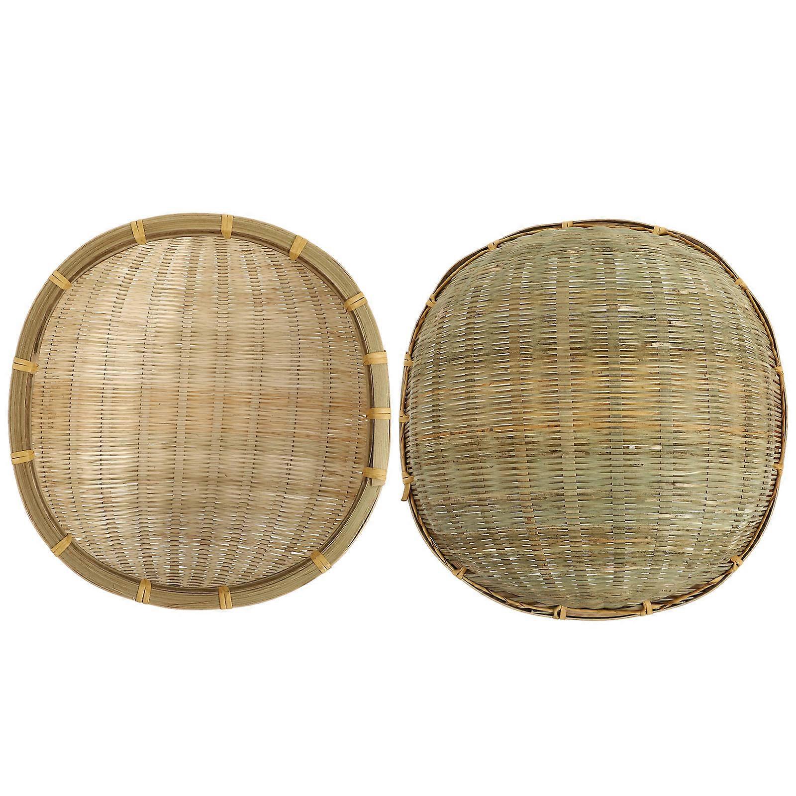 Bamboo Woven Storage Tray for Home Organization with Khaki Color 12.5 x 6.5 Inches