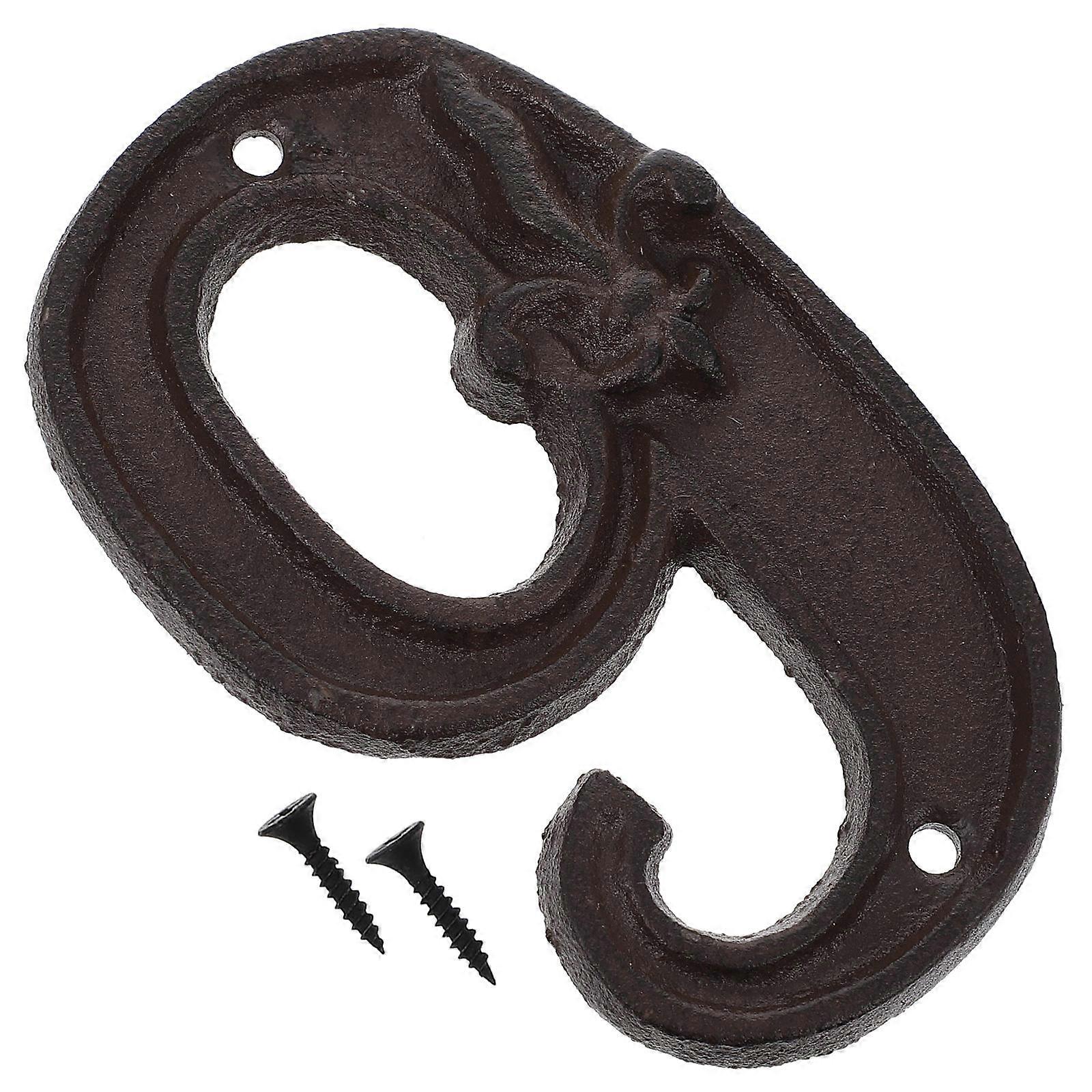 Door Address Number Cast Iron Decorative House Numbers Wall Mounting Coffee 12.6x7.5cm Address Identification 1Pack