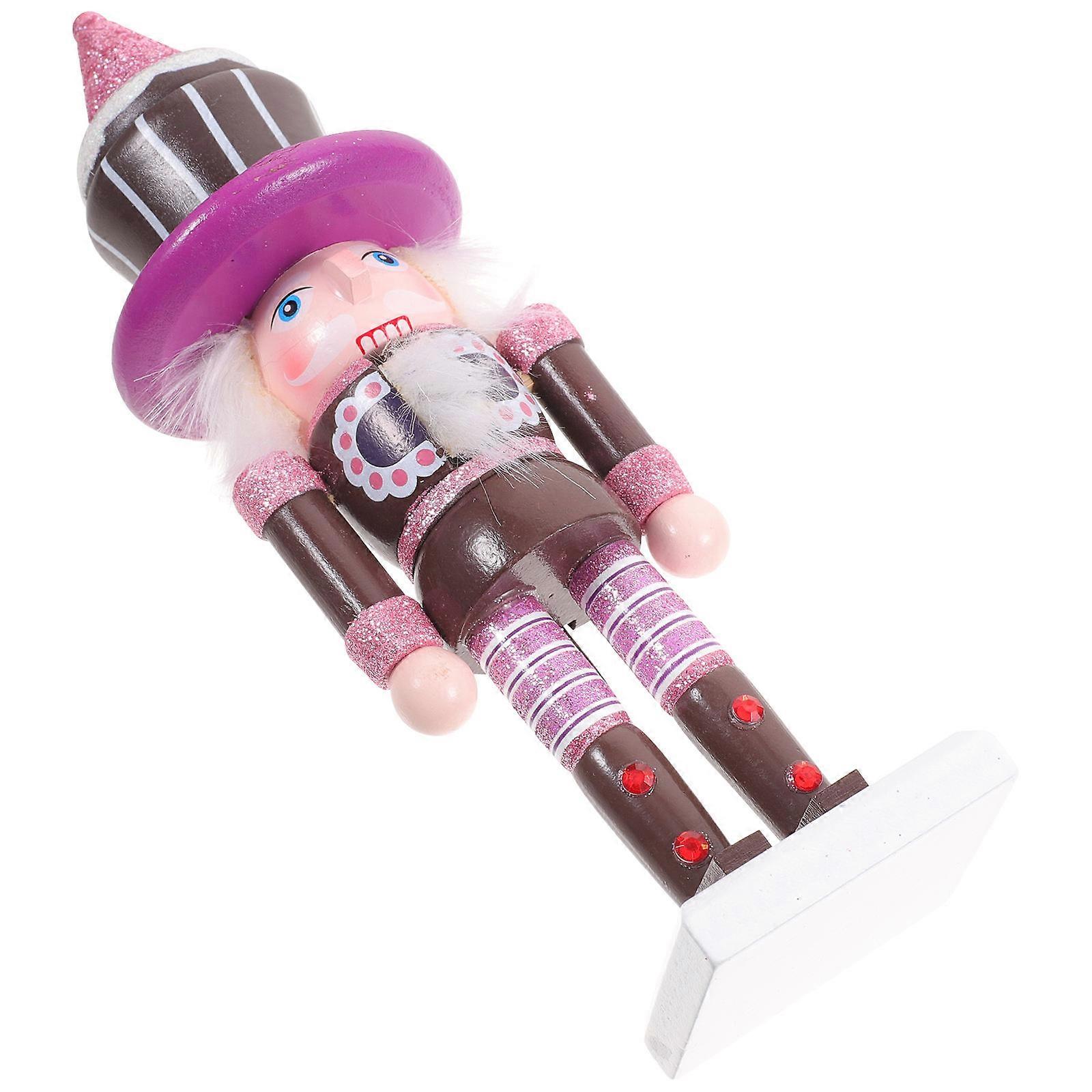 Wooden Nutcracker Ornament 1 Set Desktop Decorative Cake Design Figurine Toy