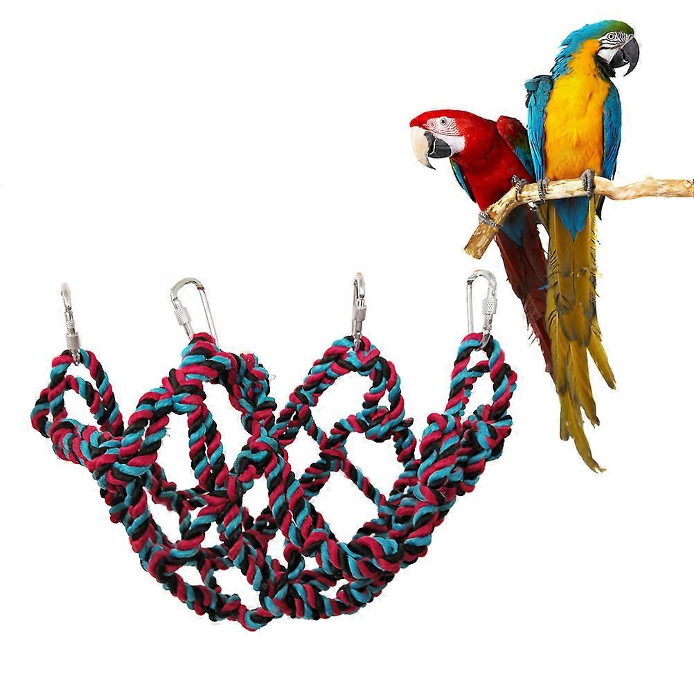 Parrot Bird Swing Thick Chew Rope Hammock Climbing Net Indoor Pet Playtime Large Size Polyester Cotton Rope Prevent Overgrown Nails 1Pack