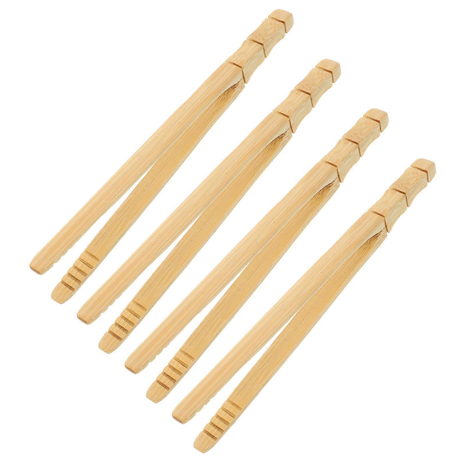 Bamboo Tea Clip for Home Use Safe Smooth Beige 4pcs Vintage Ergonomic Design