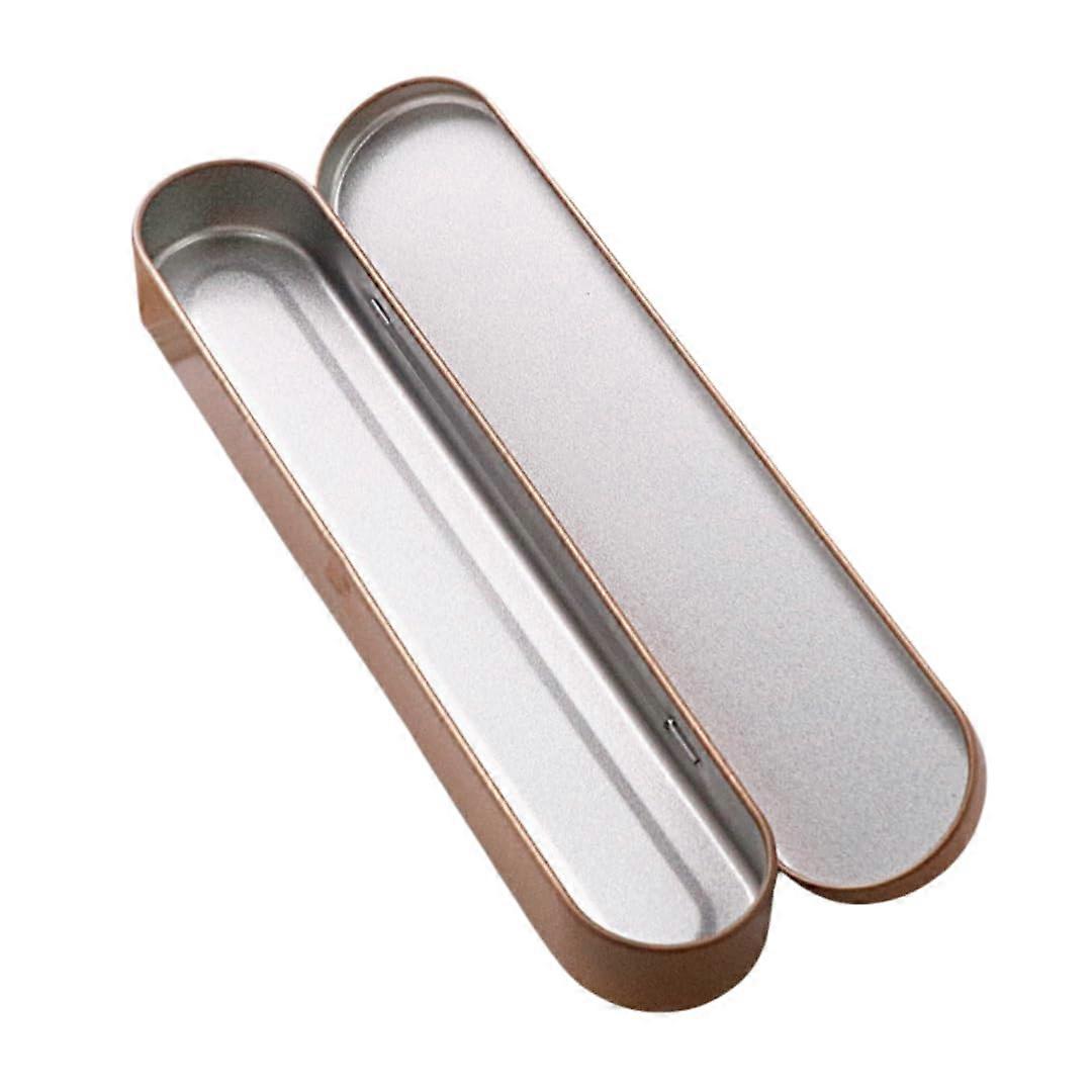 Pencil Case Metal Matte Long Pencil Box Tin Eyebrow Pencil Storage Gold Iron Box Empty with No Paper Cover