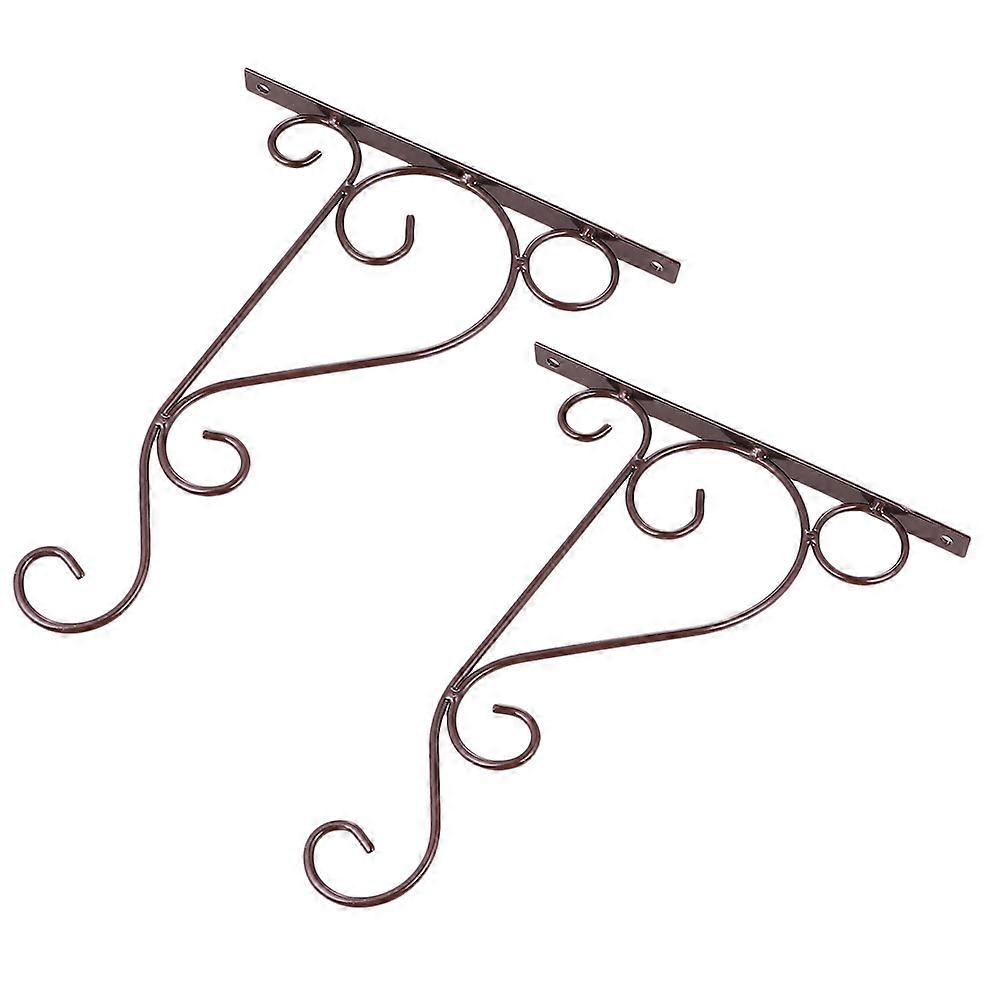 Iron Wall Mounted Plant Brackets 2pcs Vintage Wrought Iron Hooks for Hanging Flower Baskets Decorative Garden & Balcony Wall Hooks