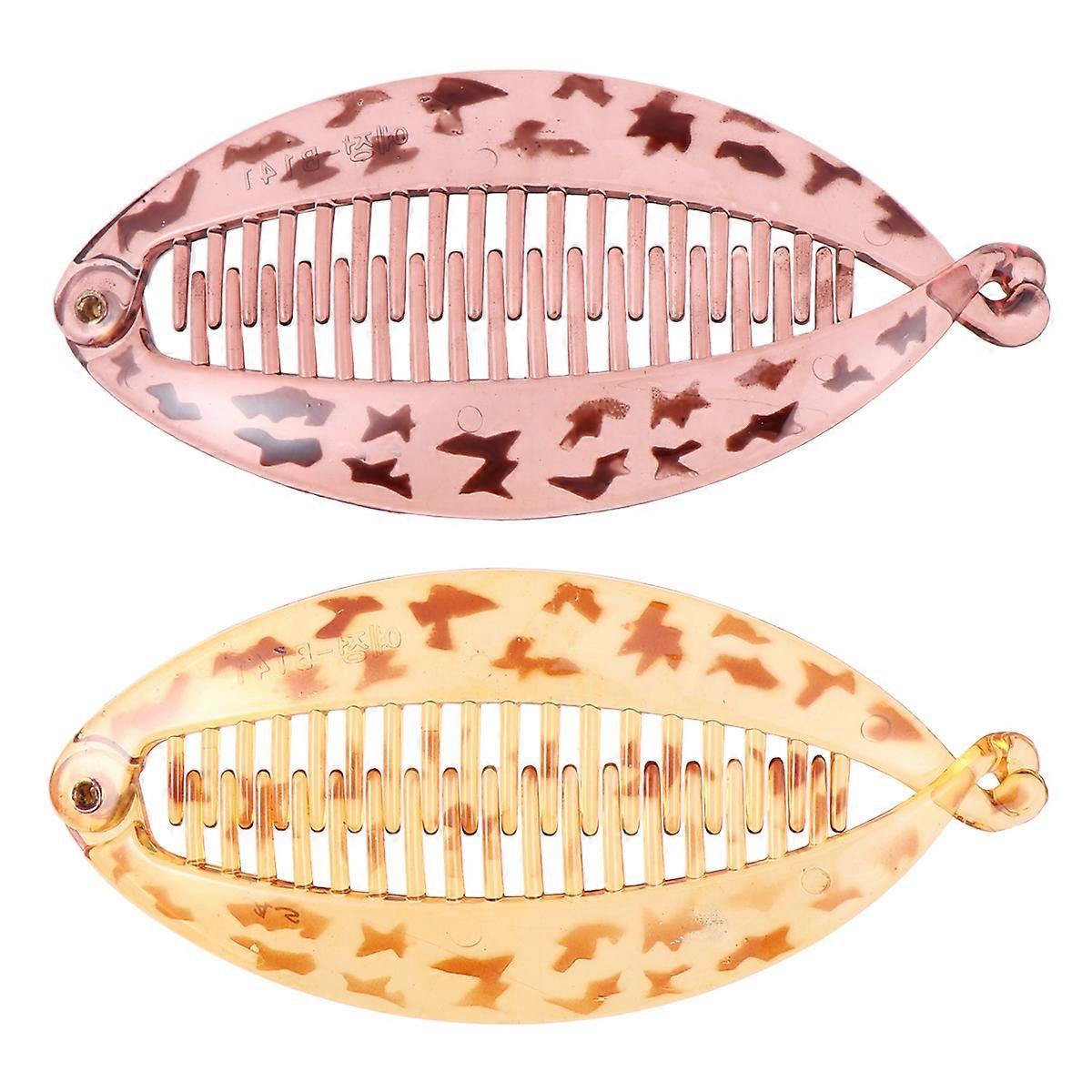 Resin Hair Clips Styling Tool Shallow Coffee Leopard Spot Any Other Occasions 2Pcs
