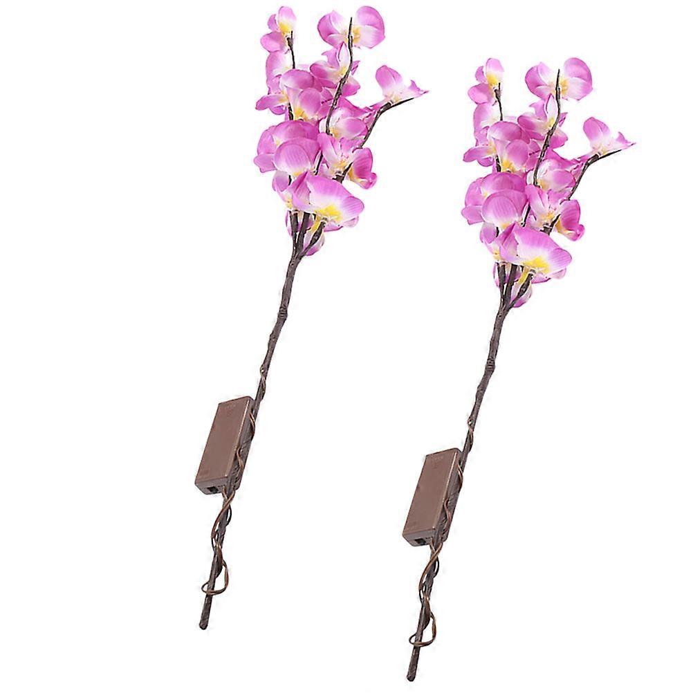 Phalaenopsis Decorative Lights Led Lighted Branch Purple Pink 73x7x2cm IP44 Waterproof 50000H Lifespan 2Pcs