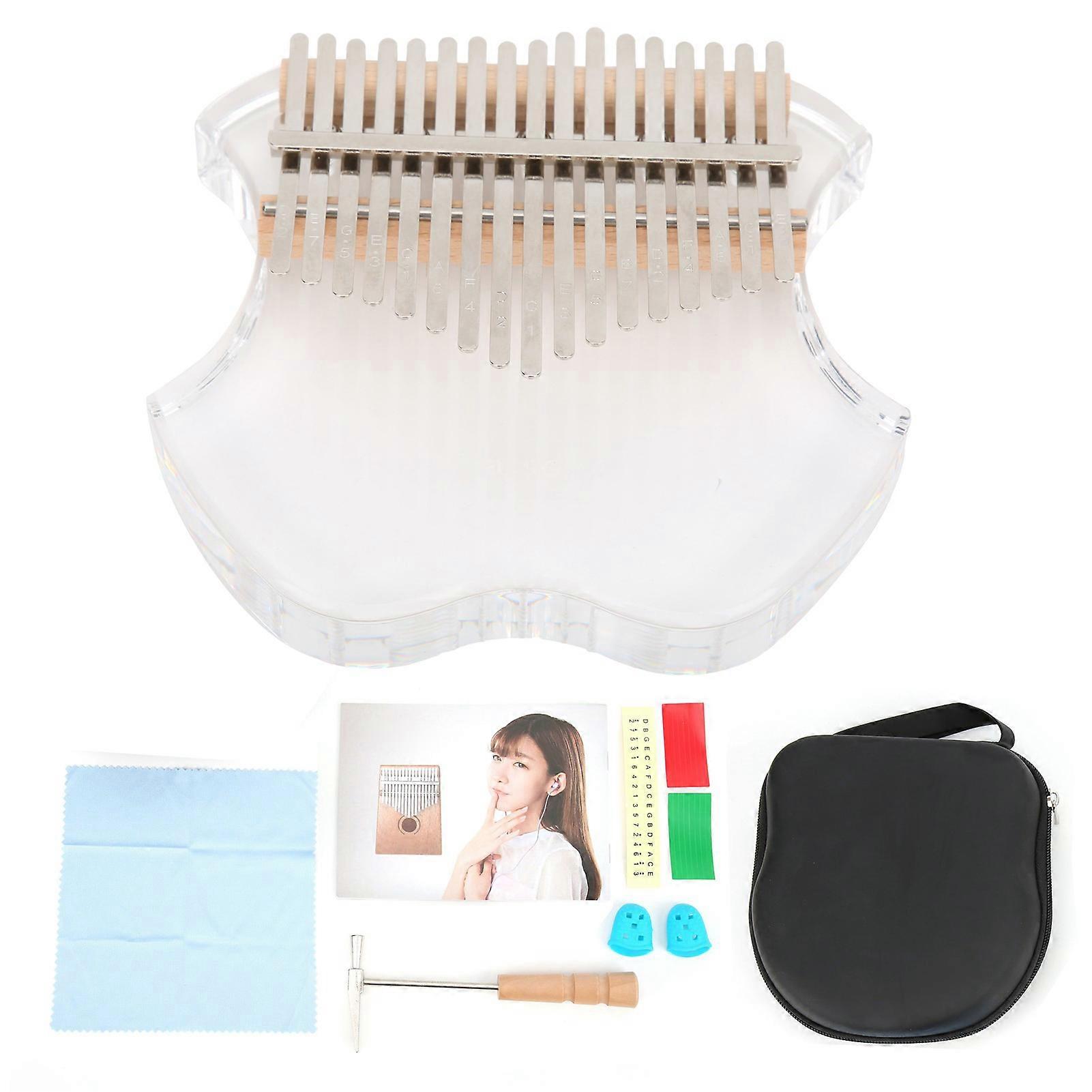 Kalimba 17 Key Portable Transparent Thumb 2 Finger Instrument Parts for Beginner