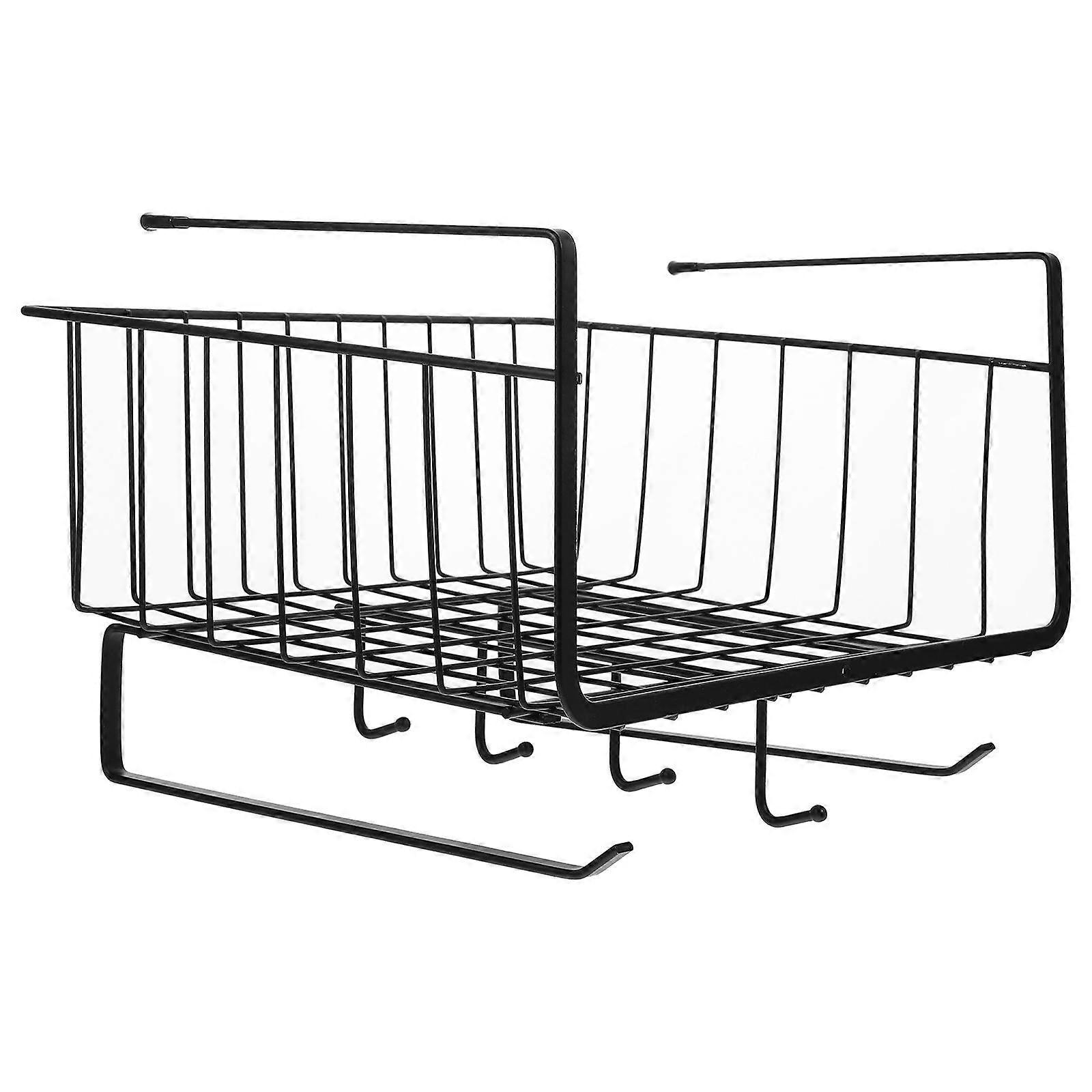 Kitchen Under Shelf Storage Basket Organizer Black 26.8X25.3CM Space Saving Easy Access 1Pack