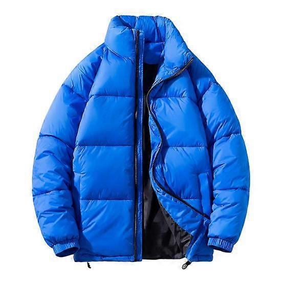Men Cotton Coat Stand Collar Long Sleeve Zipper Placket Adjustable Hem Coat with Side Pockets Solid Color Thickened Quilted Outwear