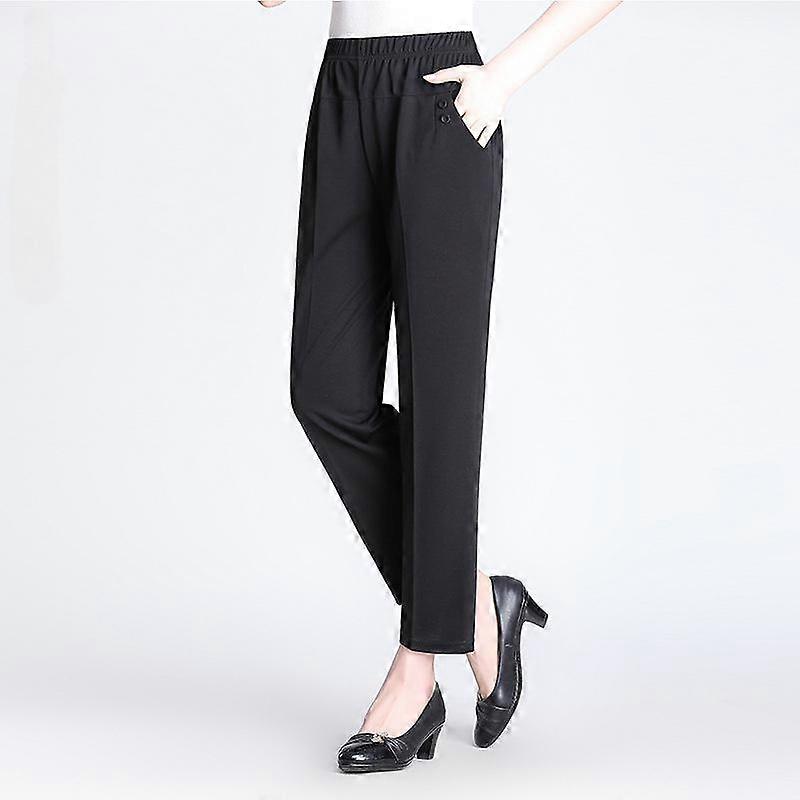 Plus Size Pant Summer Spring and Autumn Nine-minute Trousers Middle-aged Ice Silk Women's Trousers Straight Trousers