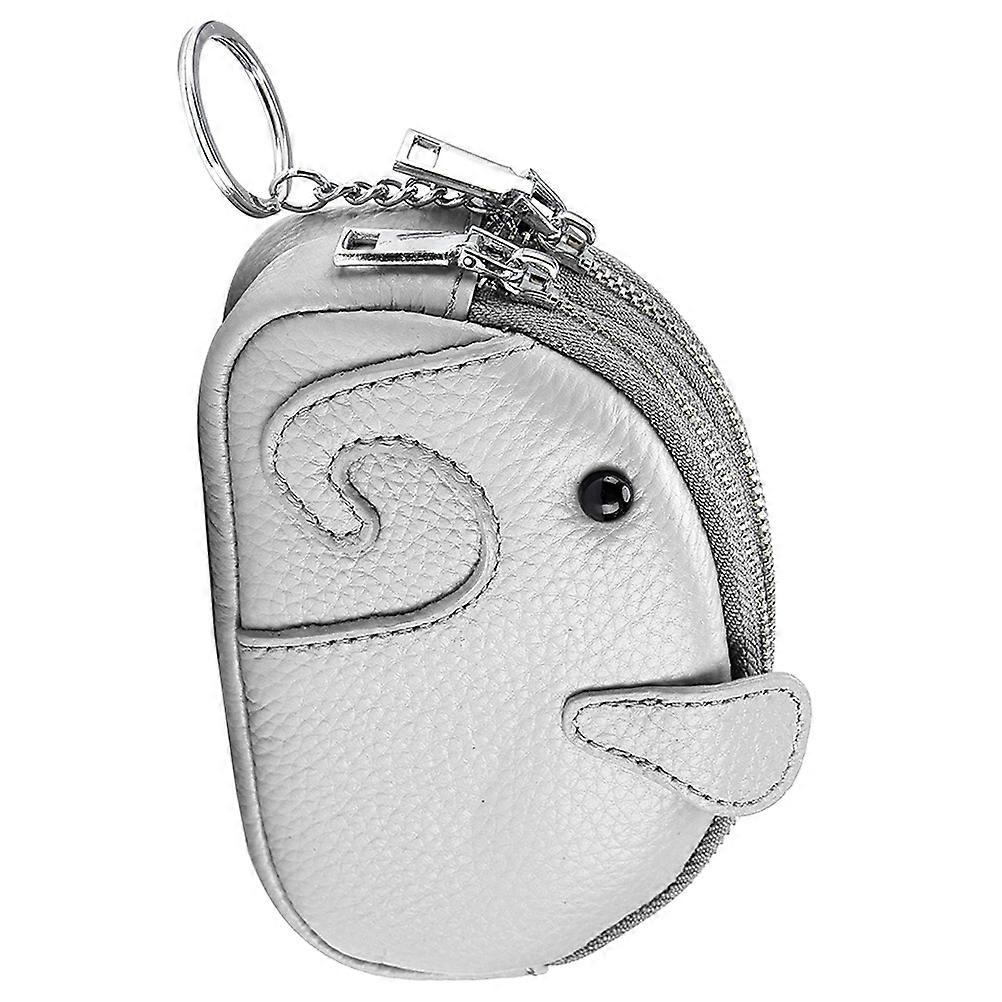 Grey Coin Purse with Key Ring for Storage Use Lightweight Compact Size