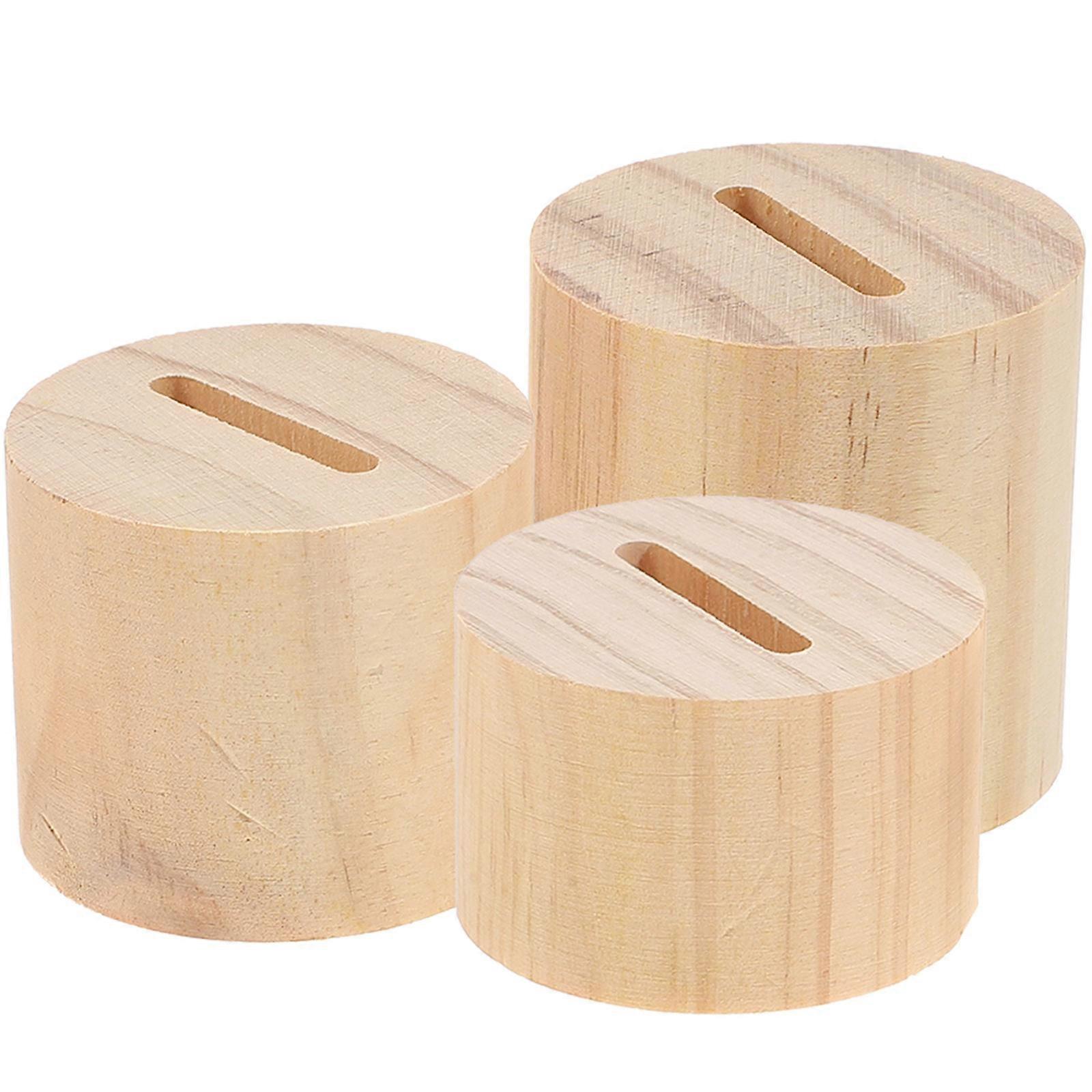 Wooden Ring Holder for Display Light Yellow Simple Design Practical Use 3pcs