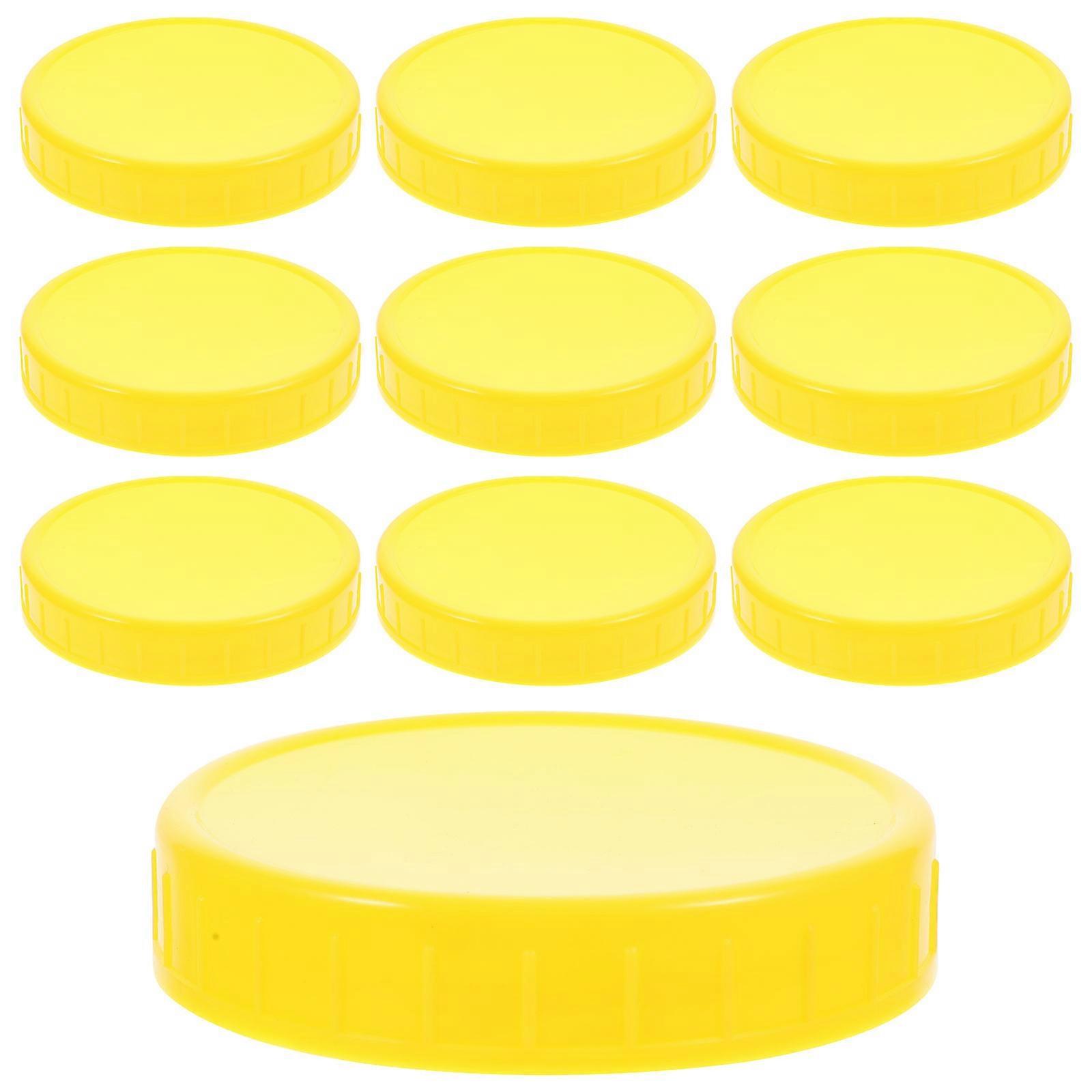 Yellow Mason Jar Lids for Wide Mouth Jars with Leak Proof Material 10 Pcs