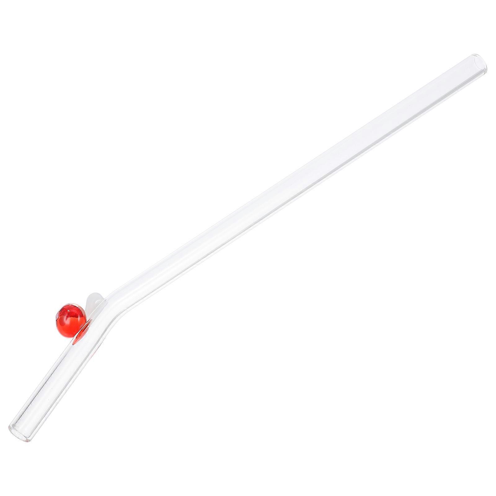 Curved Glass Straws for Smoothies, Juices, Milk Tea Heat Resistant, Reusable, Stylish Red Mushroom Accent Perfect for Parties and Shops