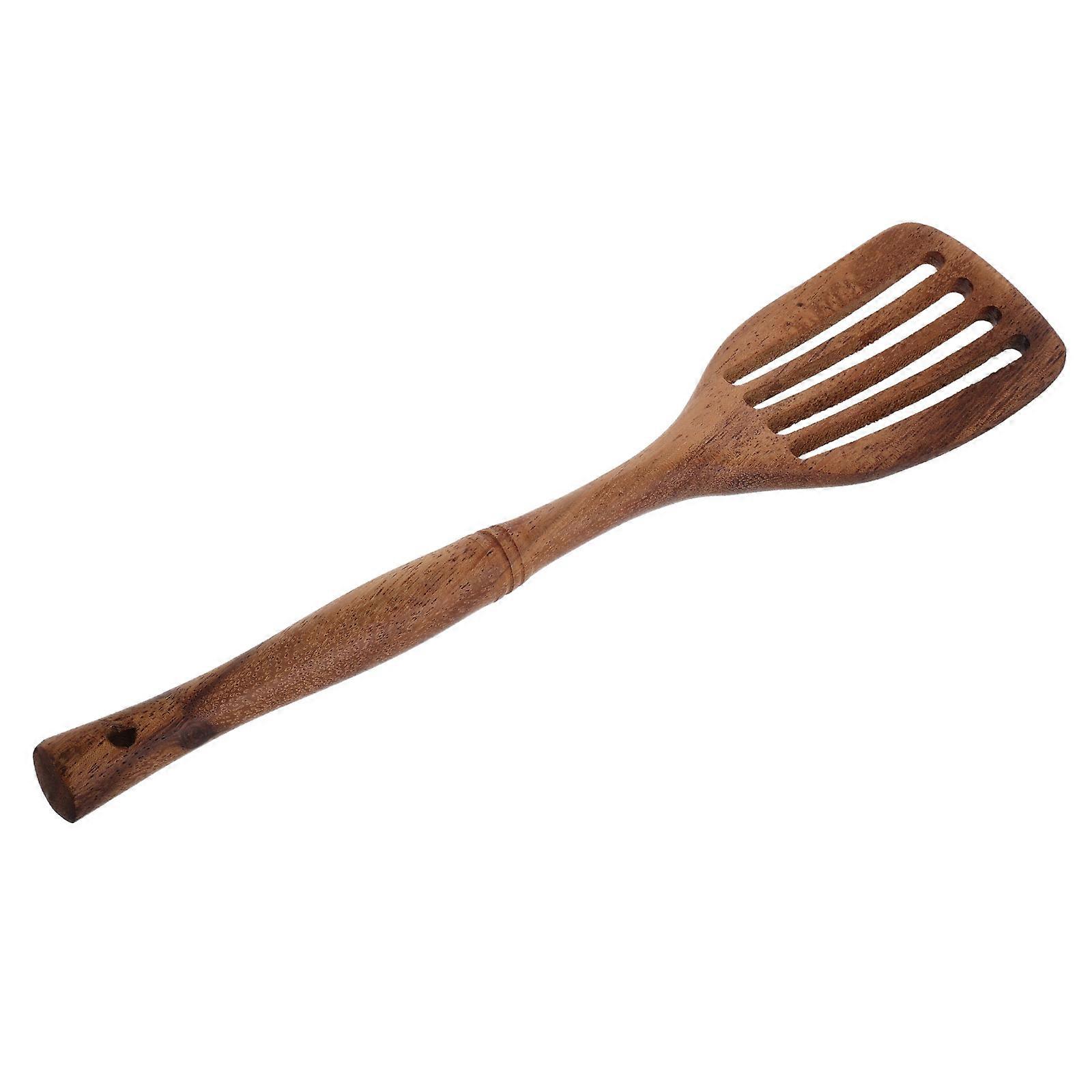 Wood Spatula Multi Functional Kitchen Utensil For Cooking Household Use Long Handle Brown 1Set